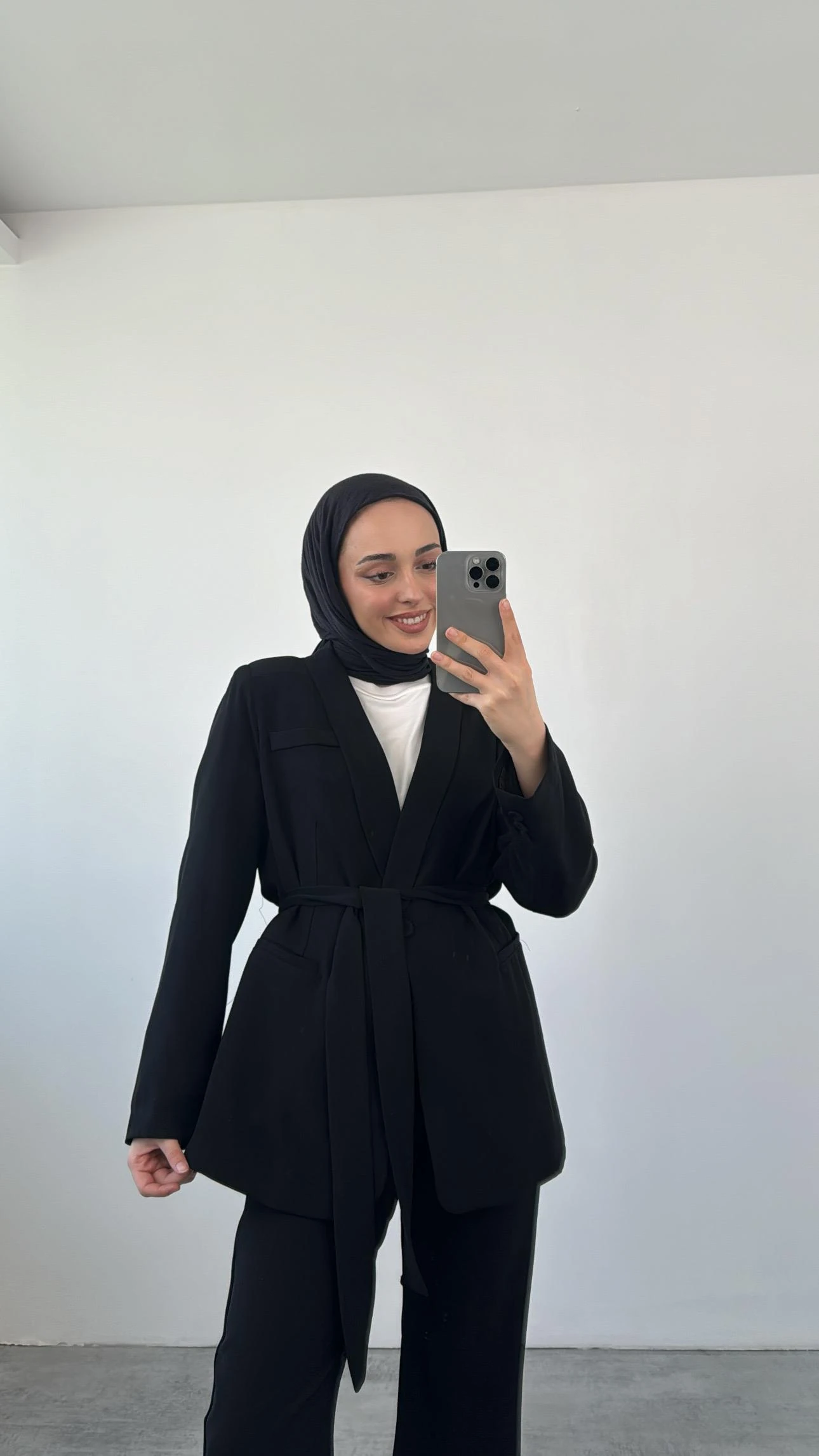 Krep Bağlamalı Takım Siyah