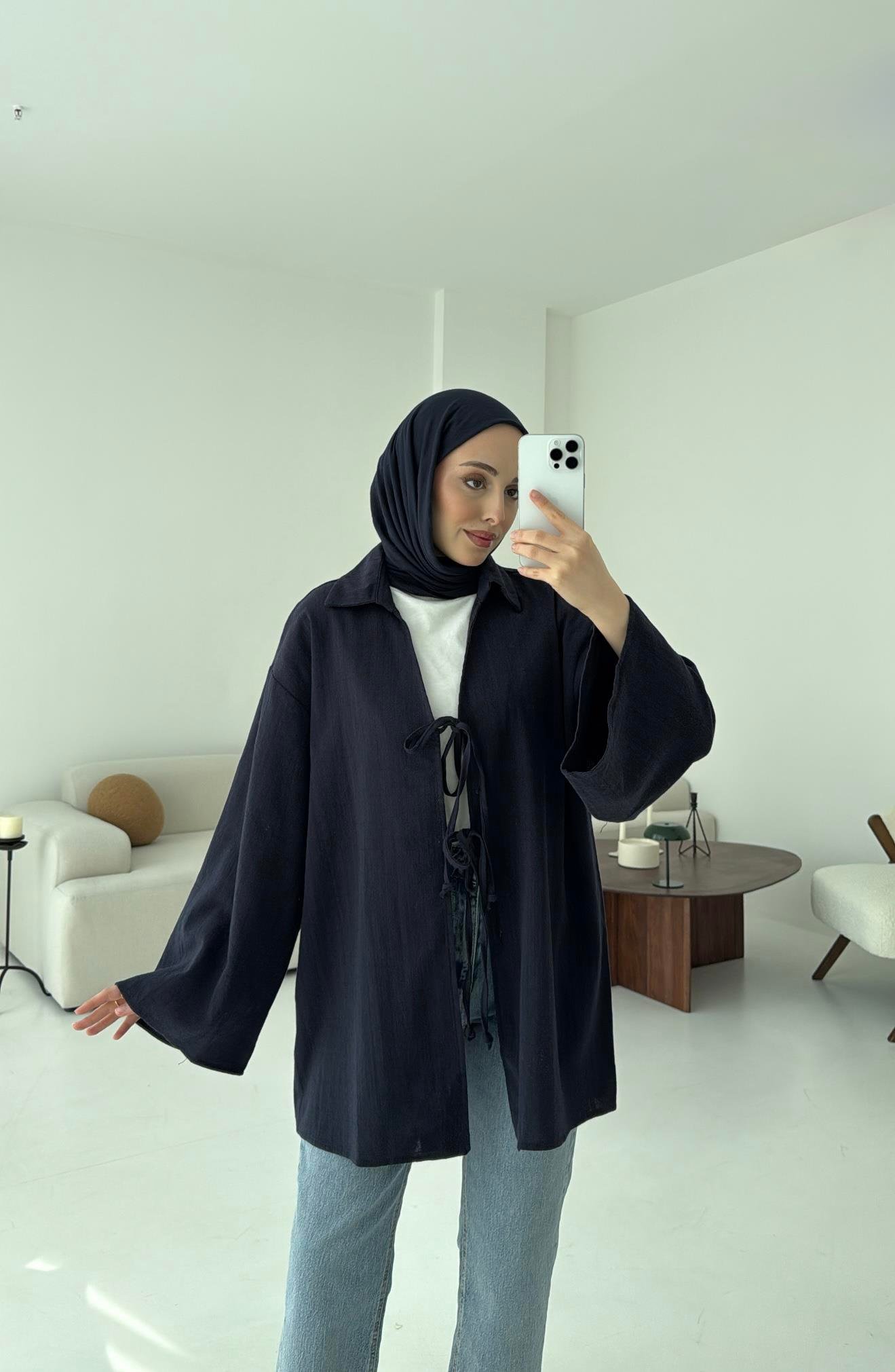 Uzun Kimono Lacivert