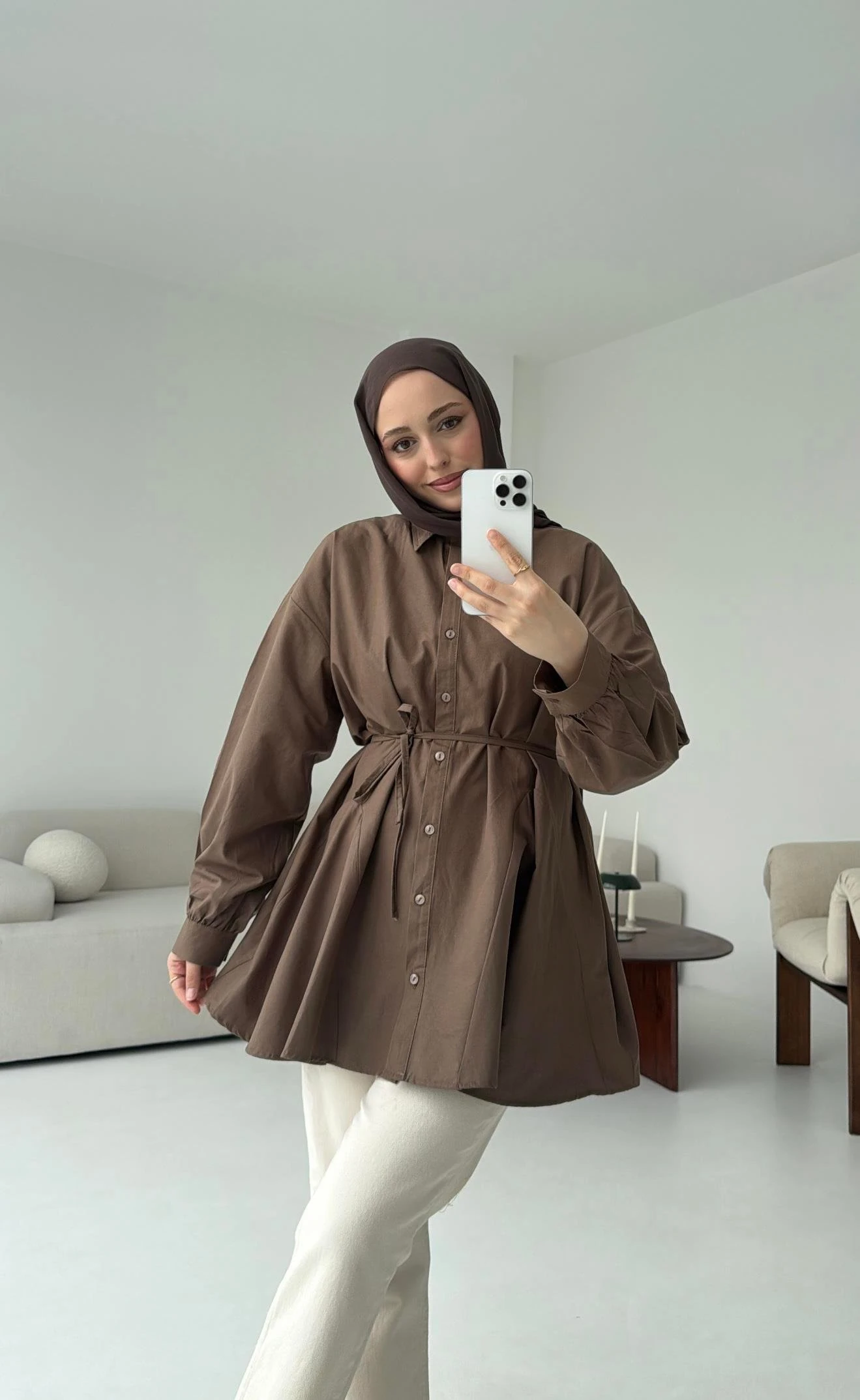 Volanlı Kahve Gömlek