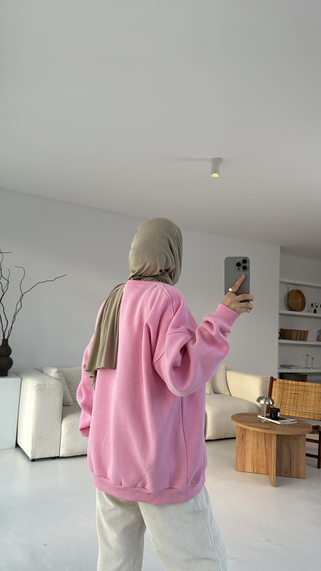 ZR Basıc Sweatshirt Pembe