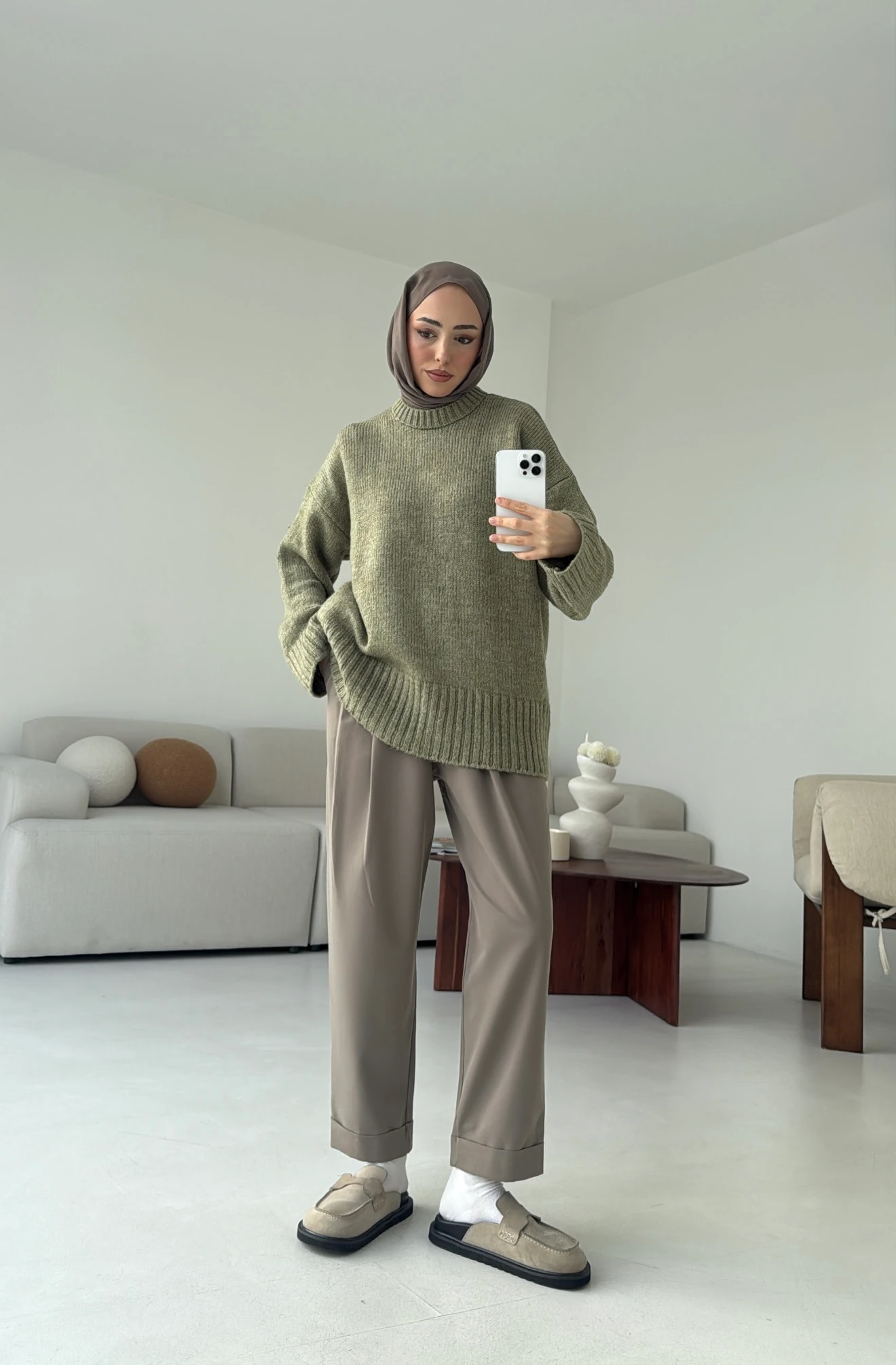 Oversize Soft Triko Kazak Soft Yeşil