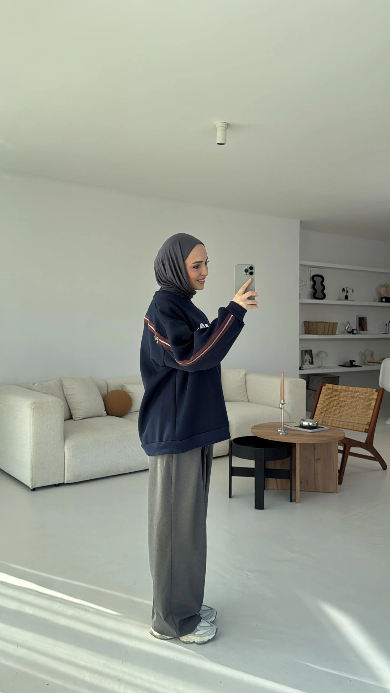 Baston Baskılı Sweatshirt Lacivert