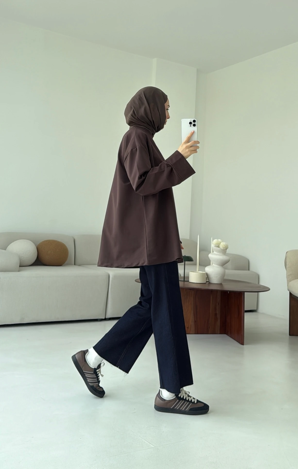 Dikiş Detay Basic Sweat Kahve