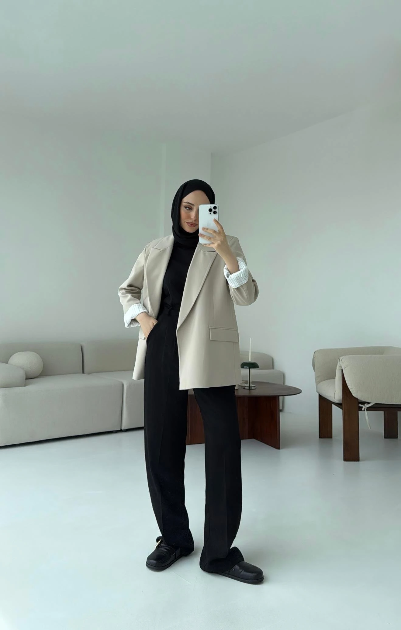 Kolu Katlamalı Blazer Vizon