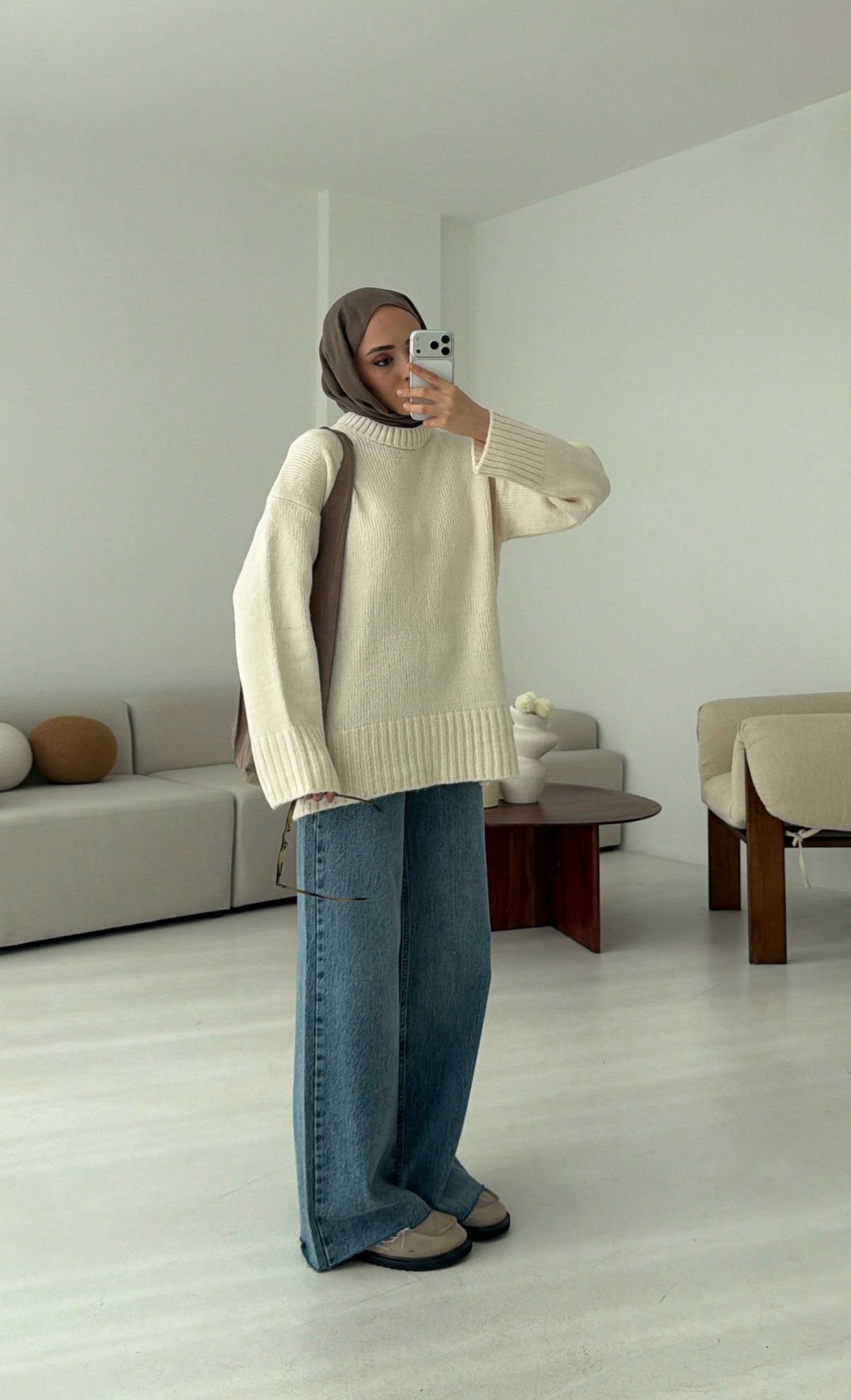 Oversize Soft Triko Kazak Krem