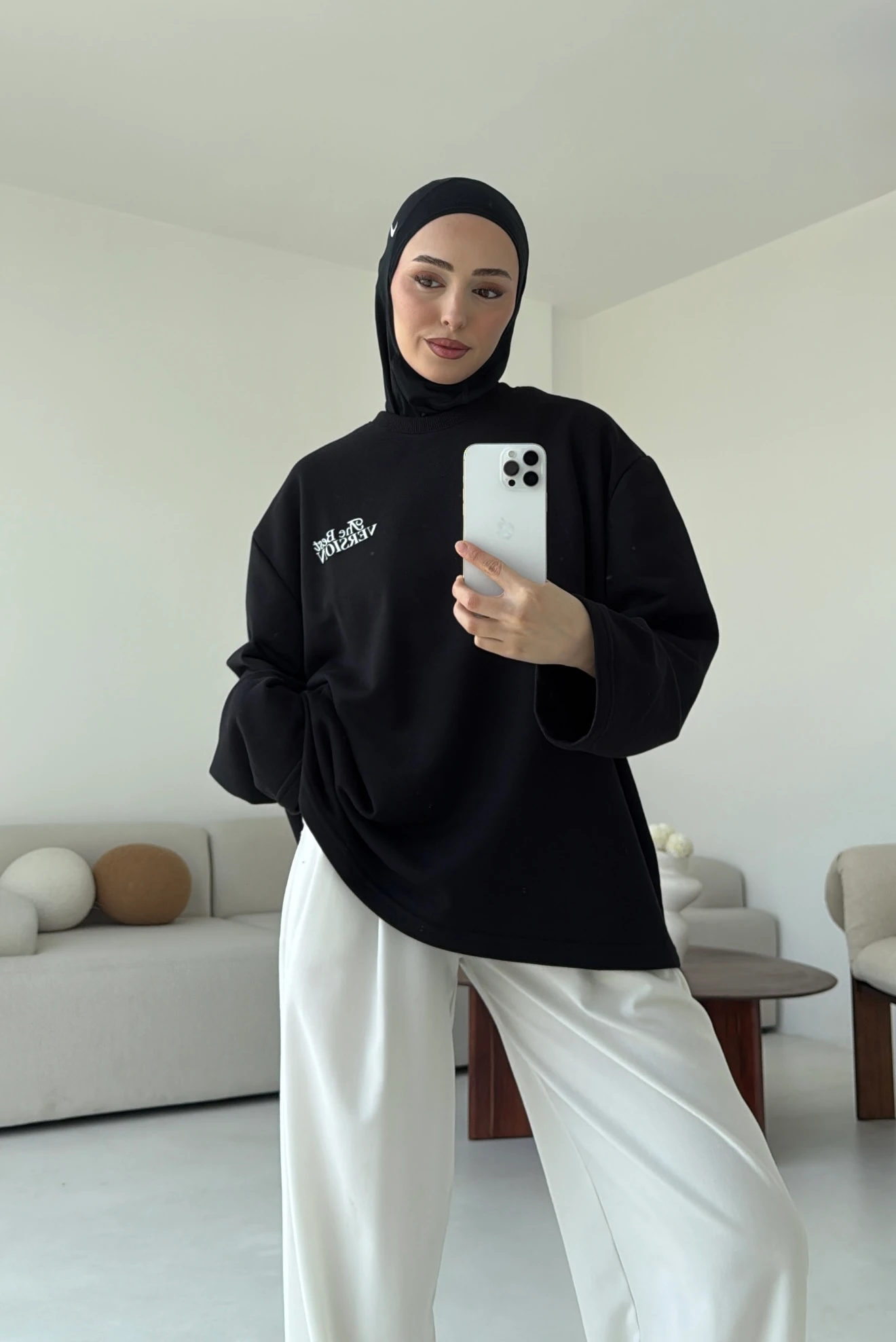 Version Baskılı Sweatshirt Siyah