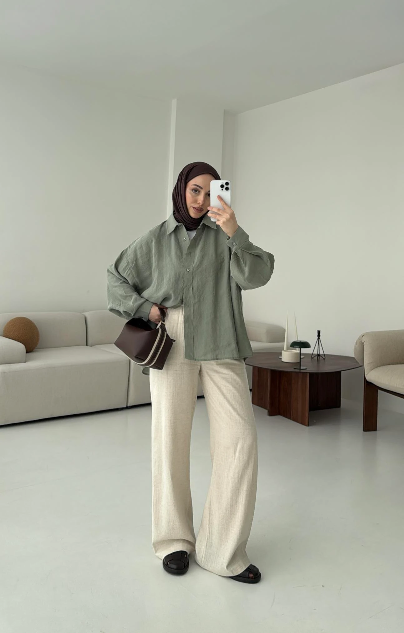 Tencel Pis Dikiş Oversize Çağla Yeşili Gömlek