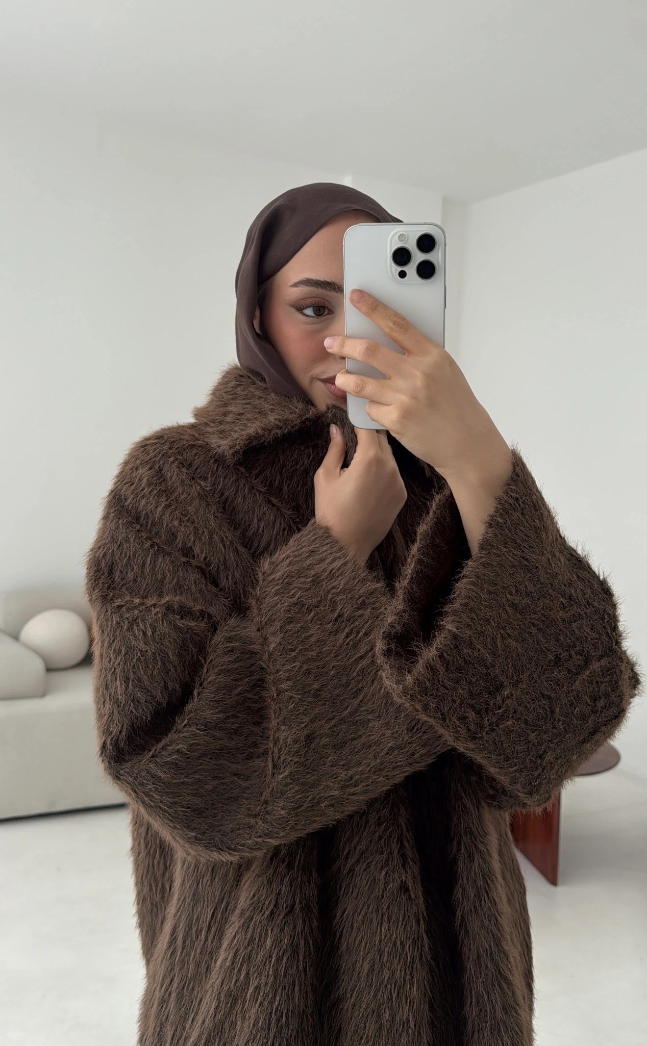 Mohair Reglan Kol Kaban Kahve