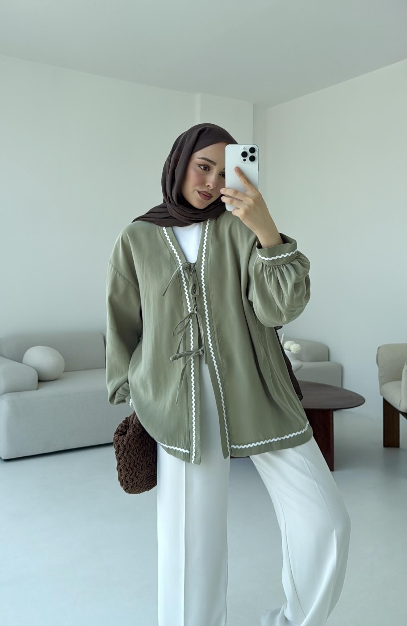 Bağlamalı Dantel Detay Kimono Cağla
