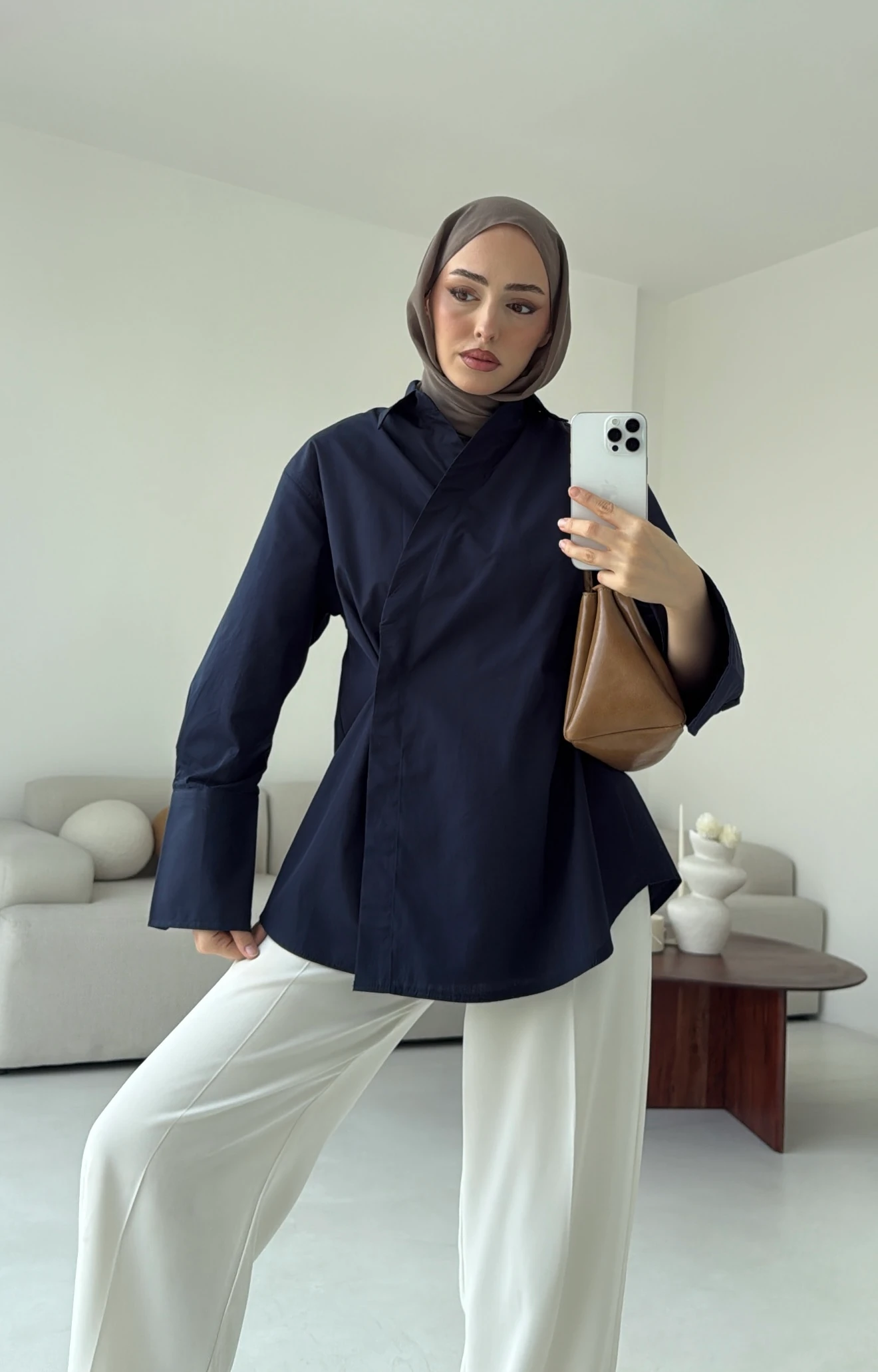 Yandan Düğmeli Gömlek Lacivert