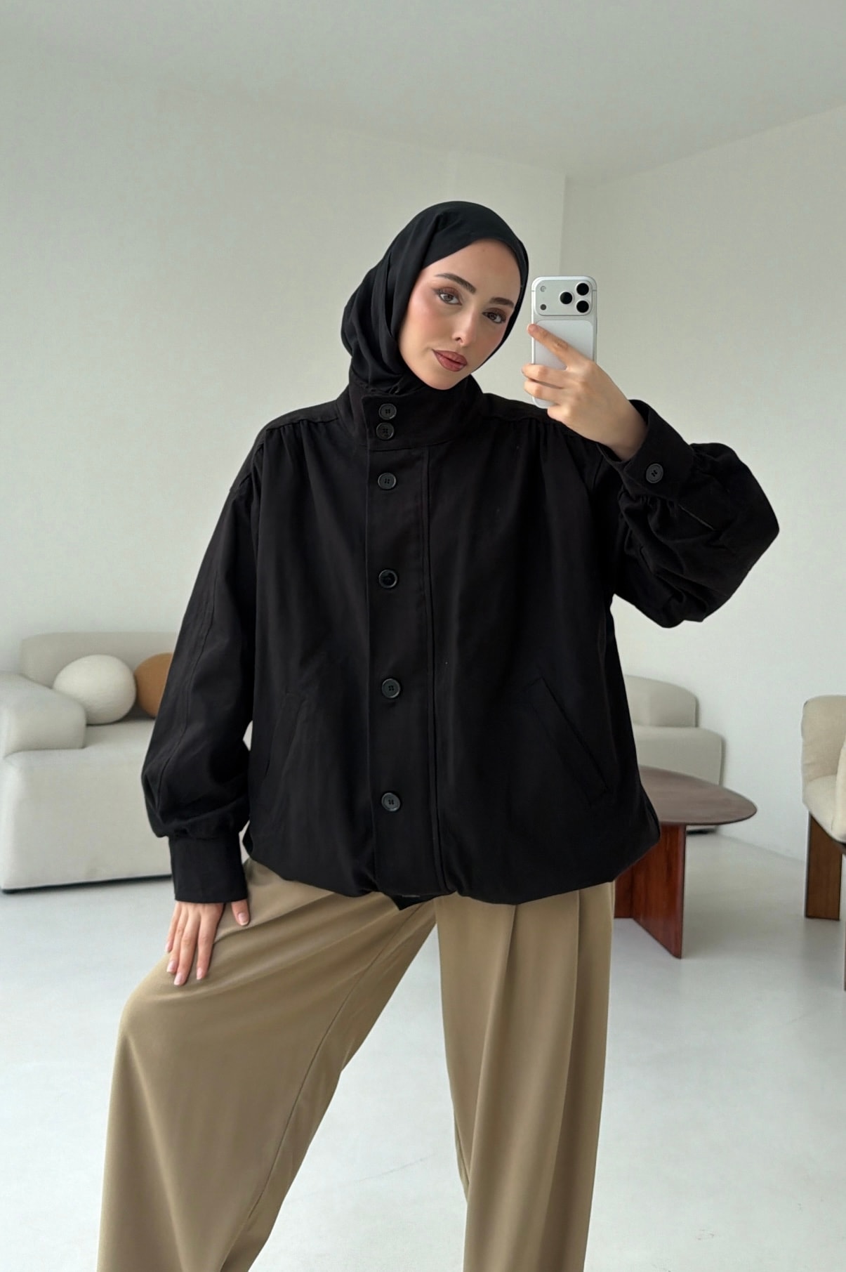 Bomber Gabardin Ceket Siyah