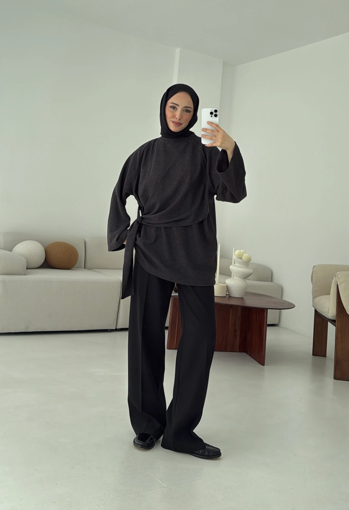 Yandan Şallı Tunik Antrasit 