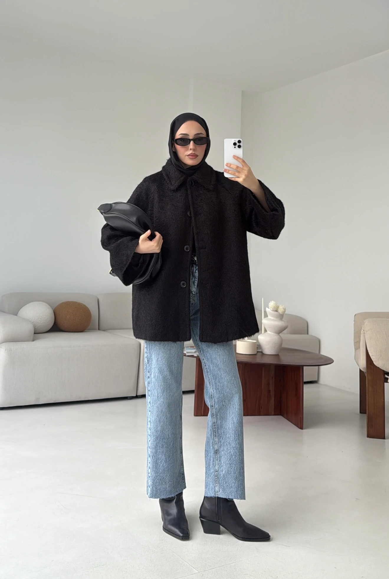 Mohair Reglan Kol Kaban Siyah