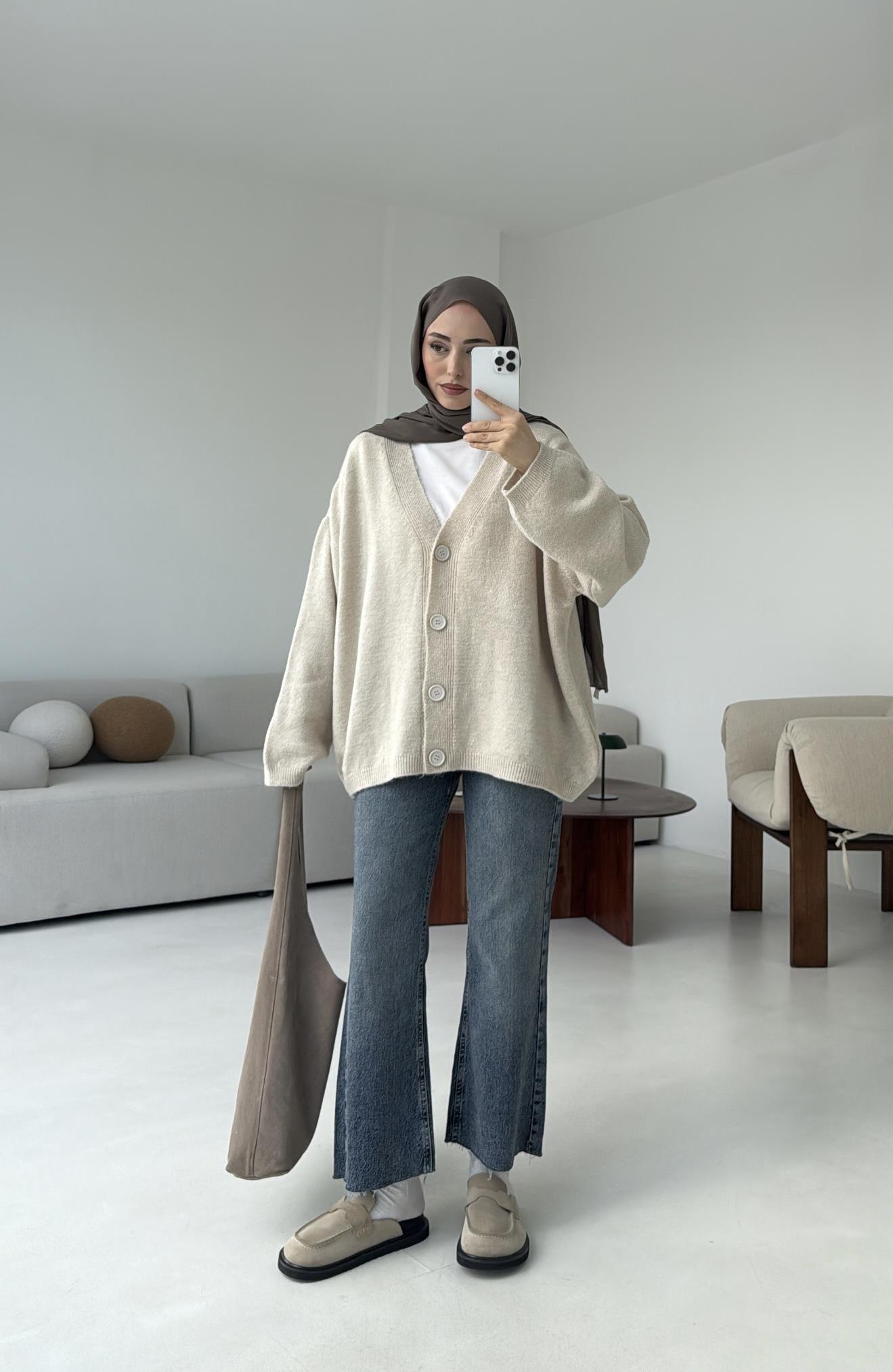 Oversize Yünlü Kazak Taş