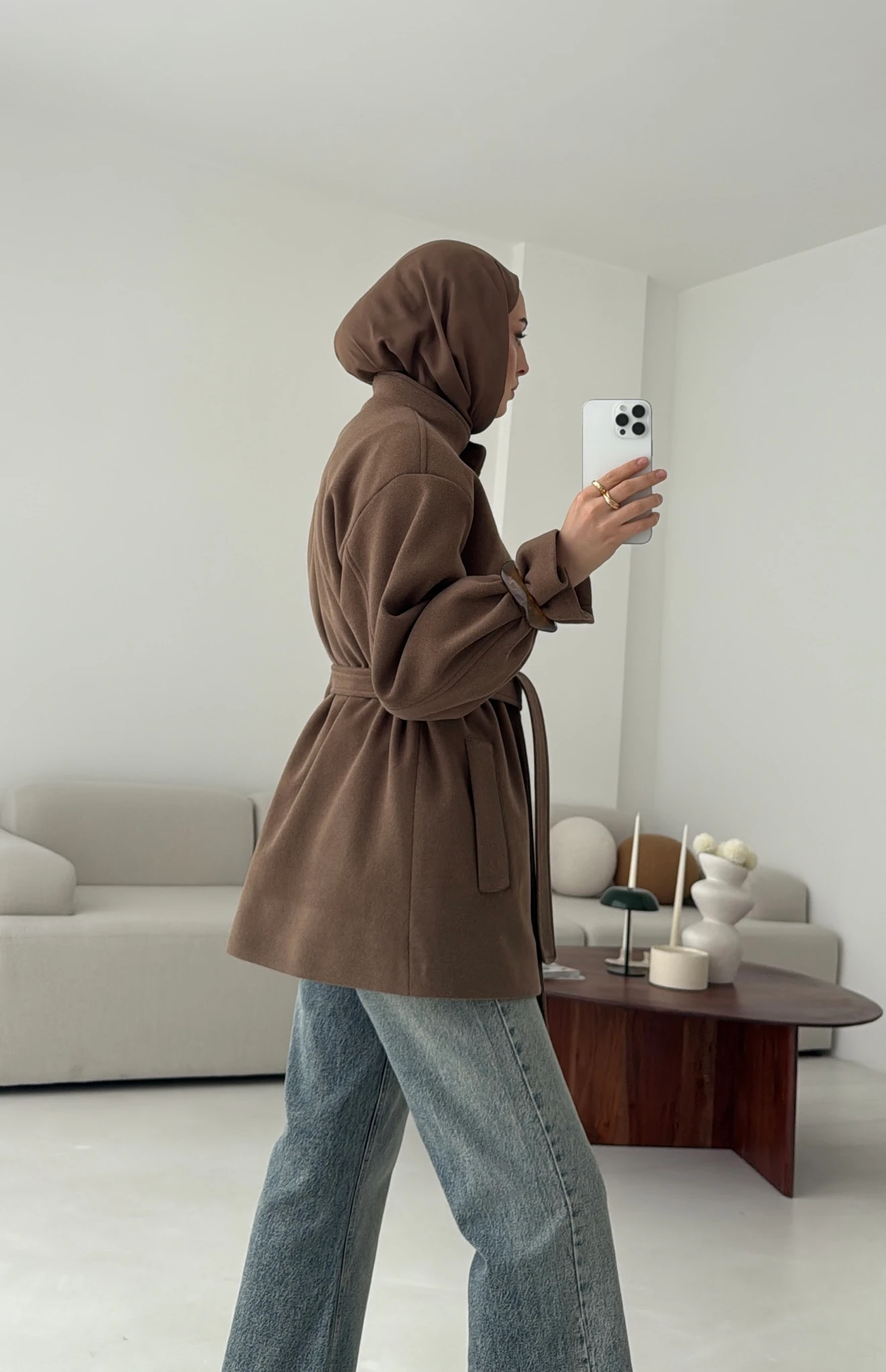 Hakim Yaka Atkılı Ceket/Kaban Camel