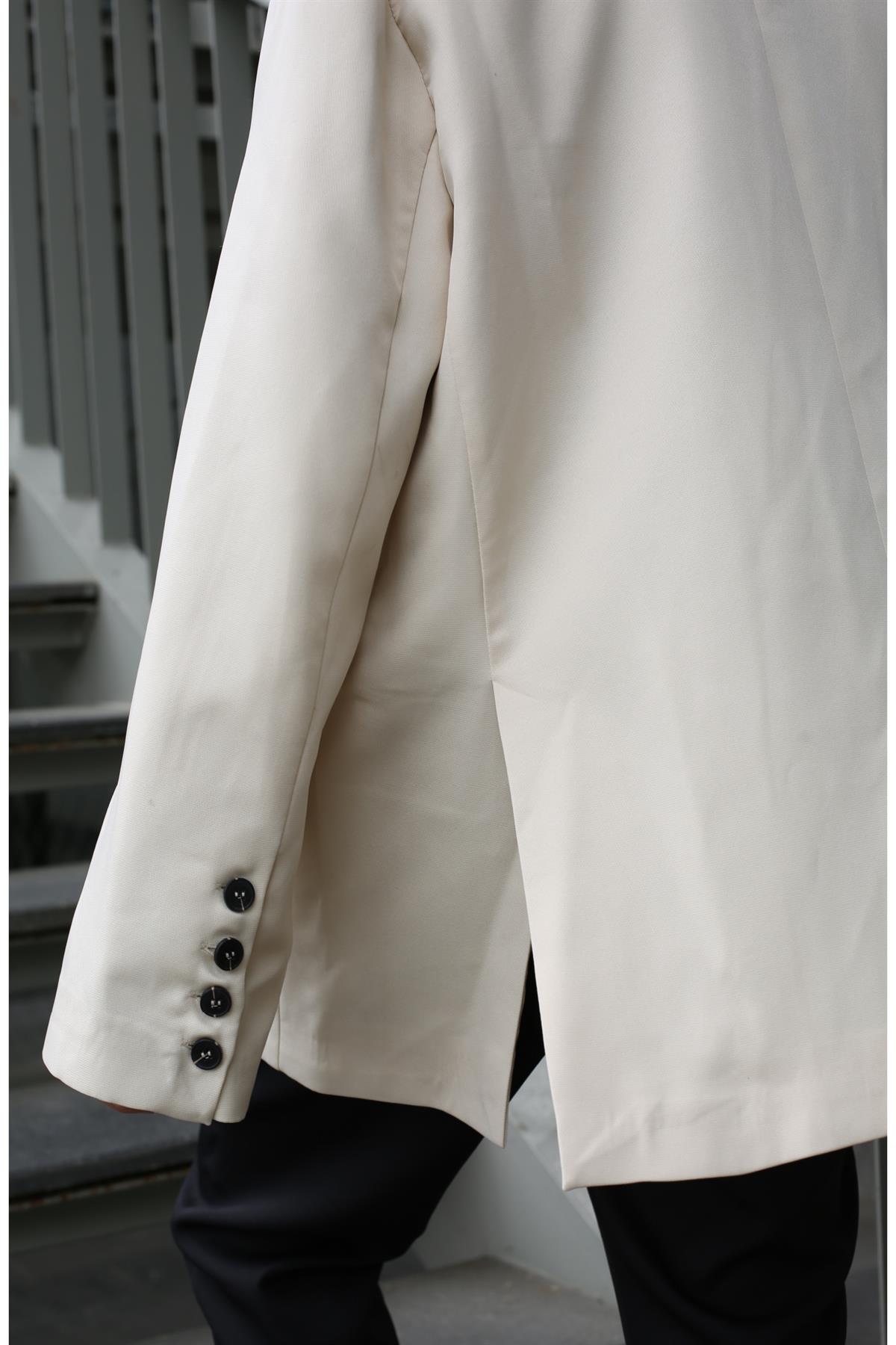 Bej Dadfit Oversize Blazer