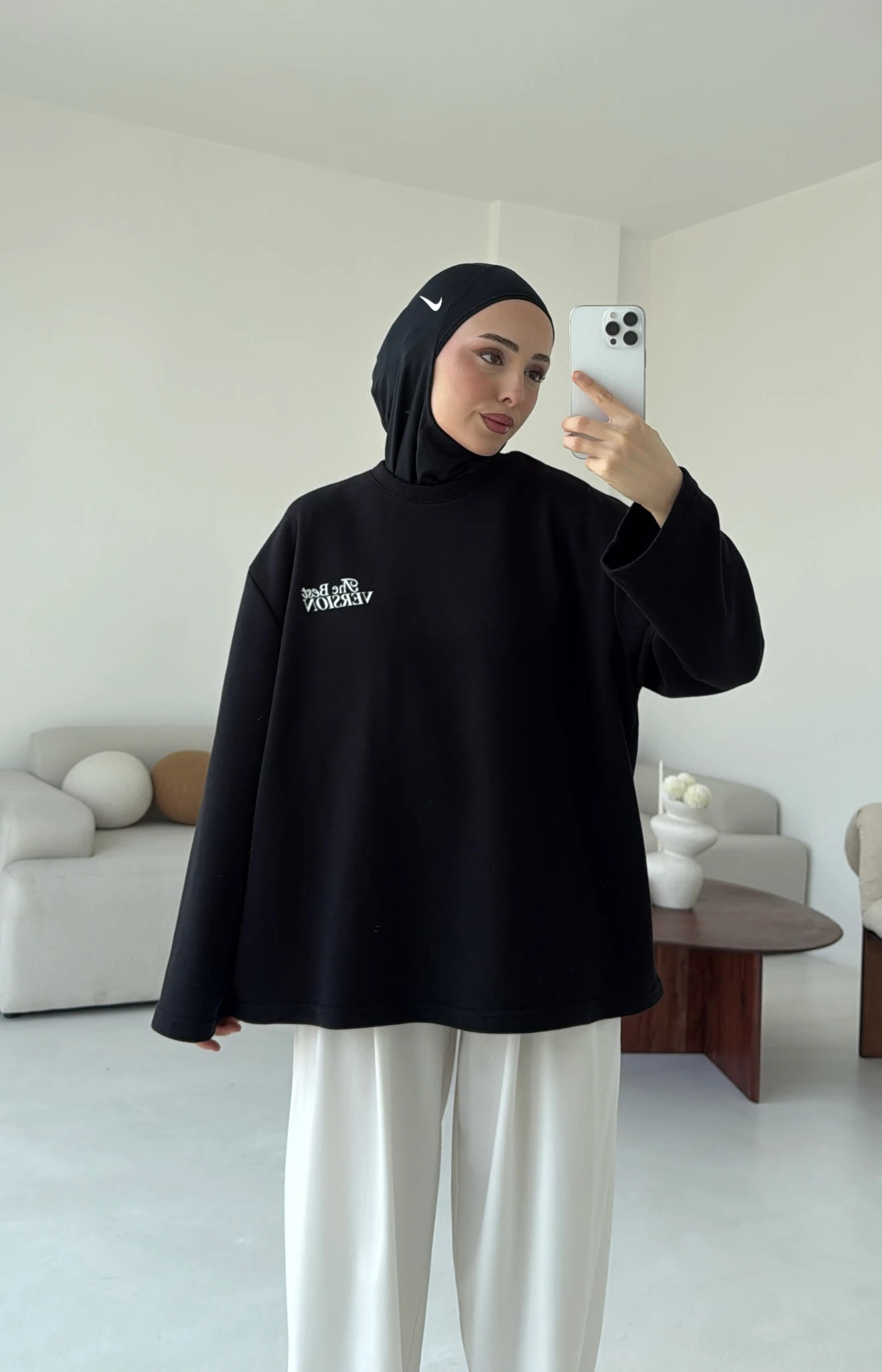 Version Baskılı Sweatshirt Siyah
