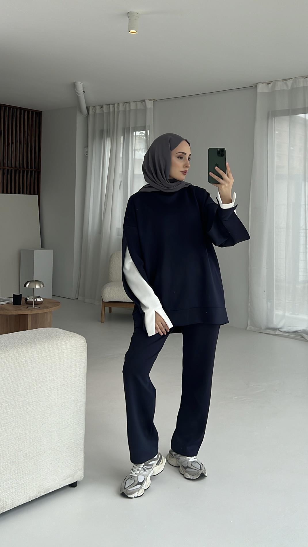 Scuba Kol Detaylı Takım Lacivert