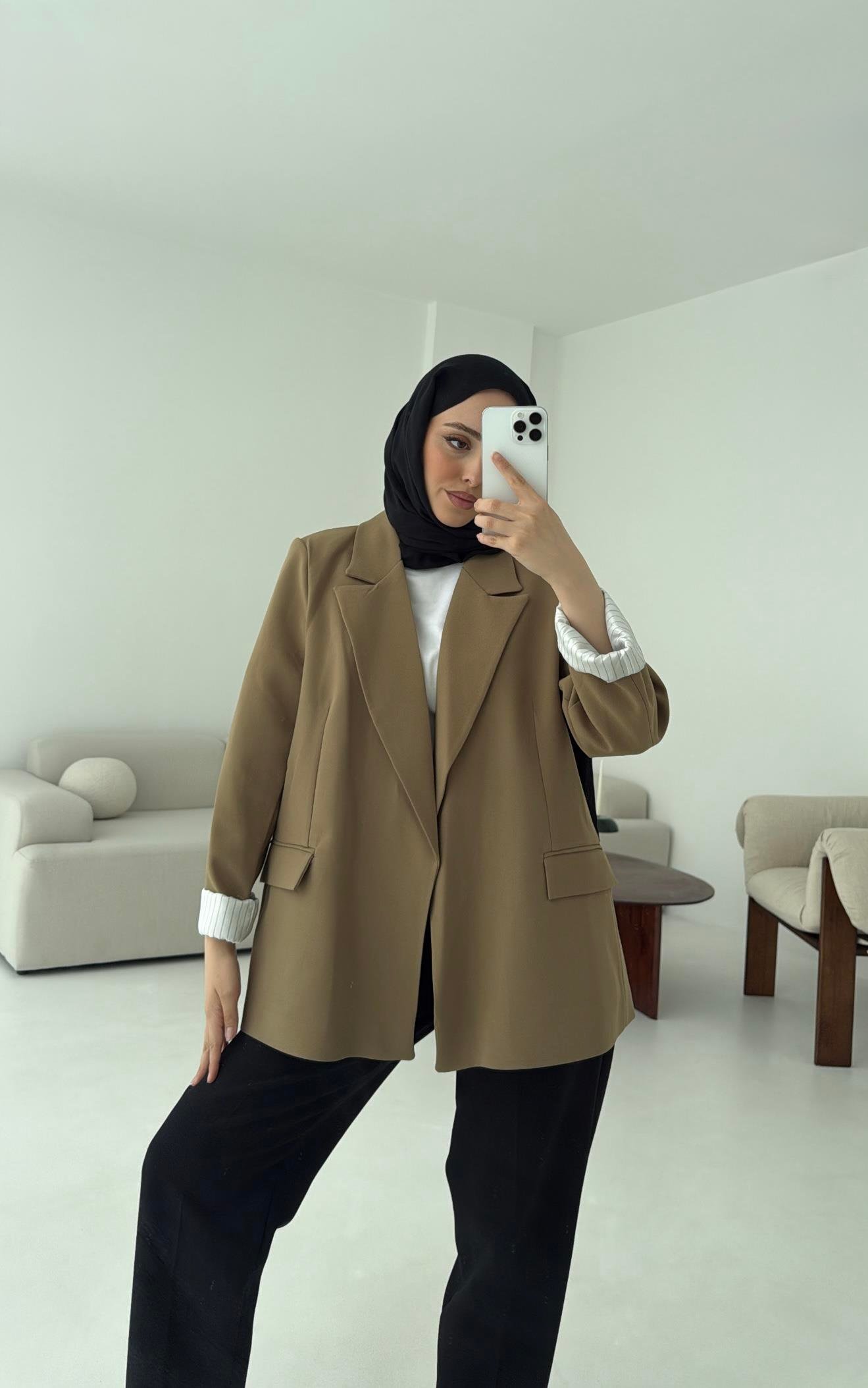 Kolu Katlamalı Blazer Olive