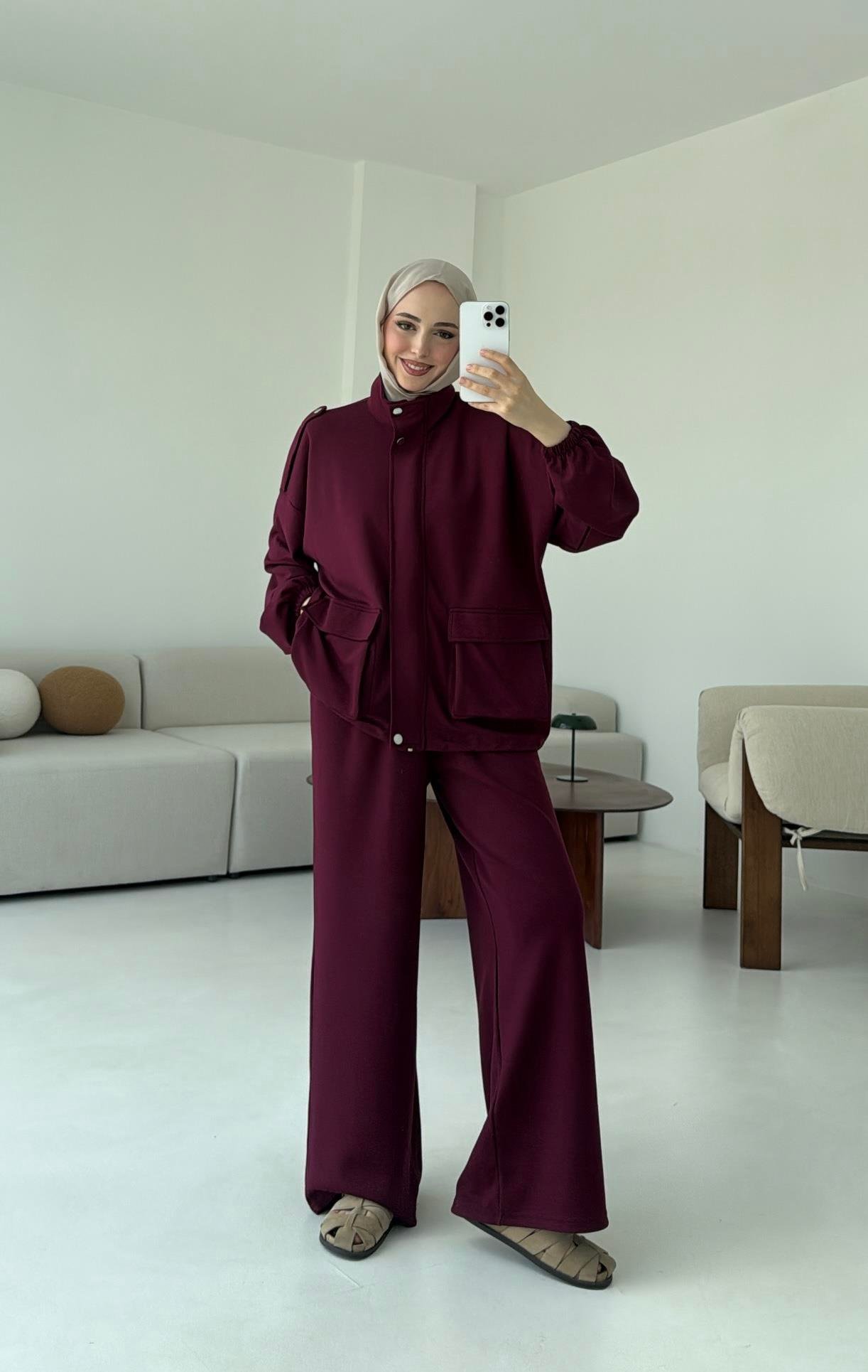 Omuz Apoletli Takım Bordo