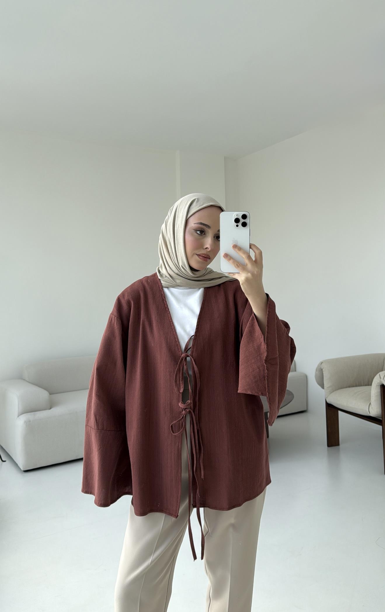 Kol Detay Kimono Kiremit