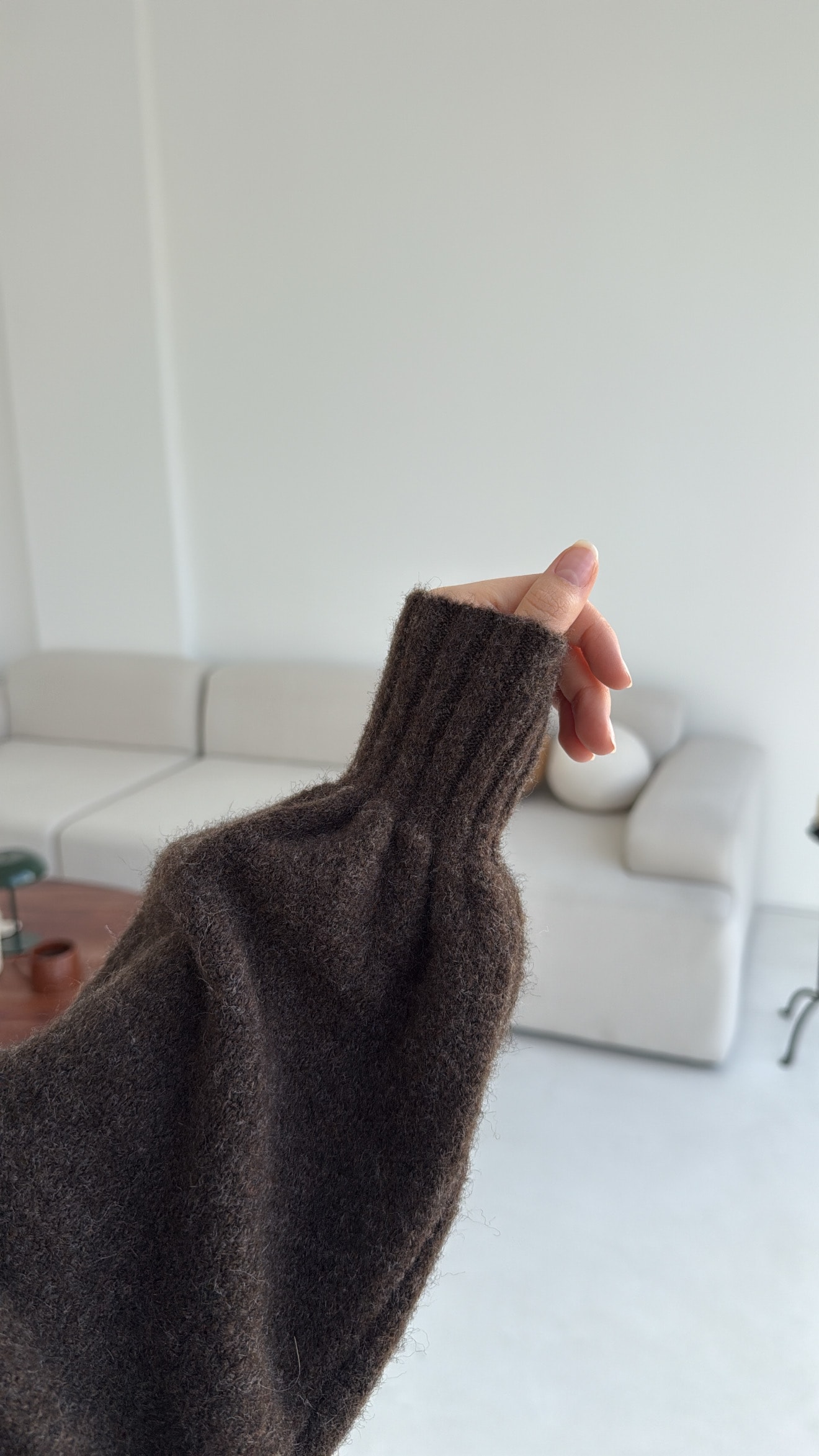 Balon Kol Yumuşak Kazak Kahve