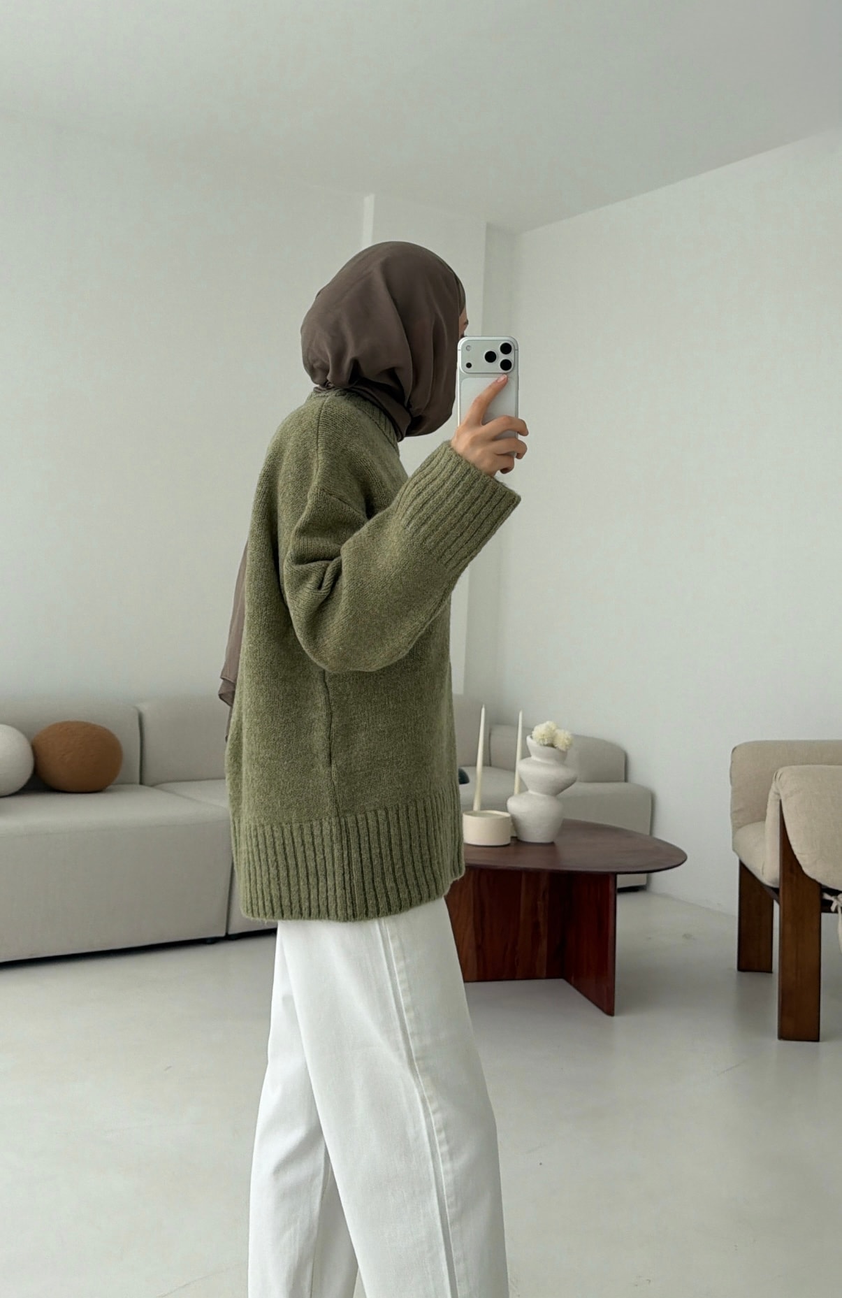 Oversize Soft Triko Kazak Yeşil
