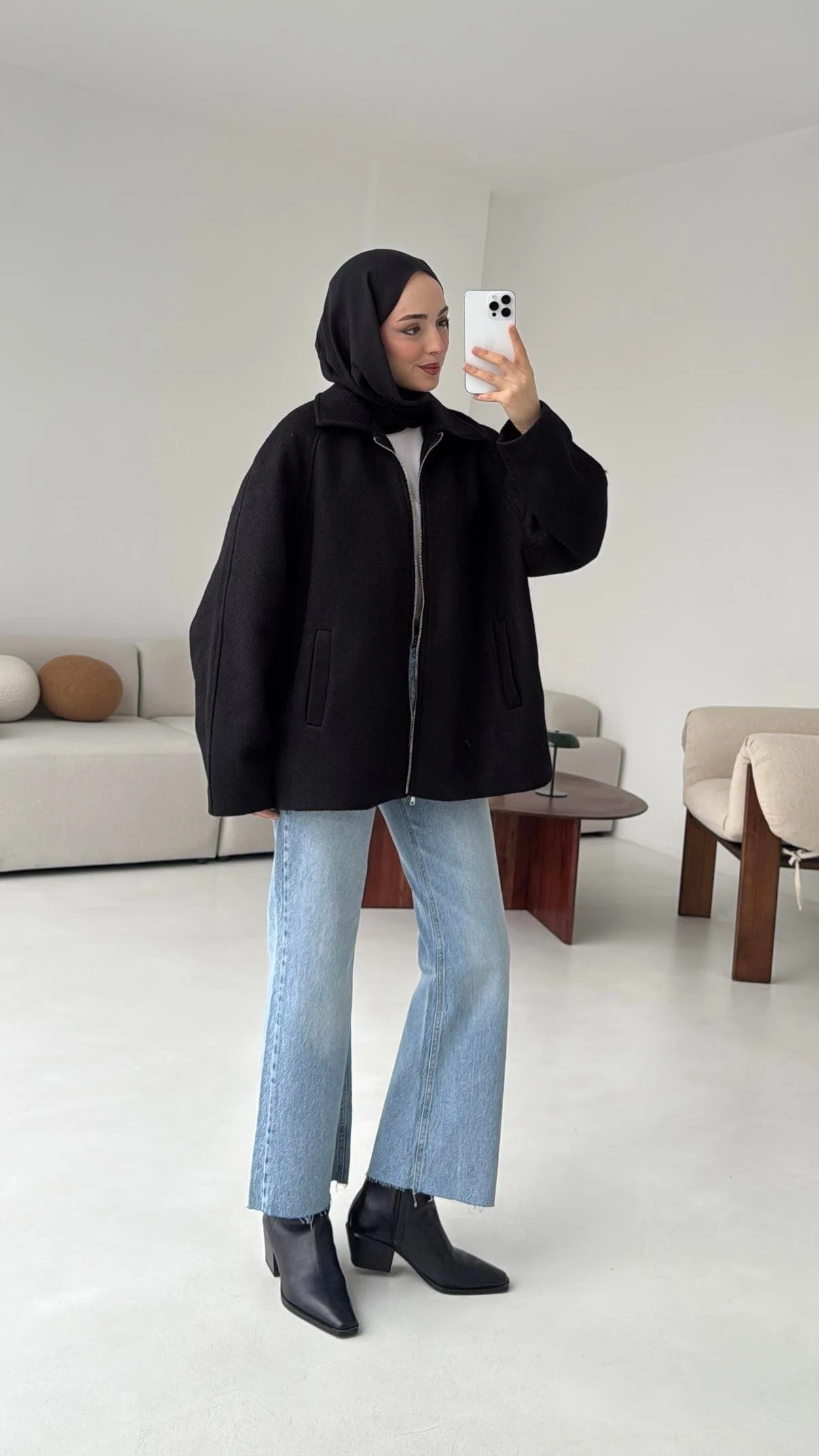 Fermuarlı Premıum Kece Ceket Siyah