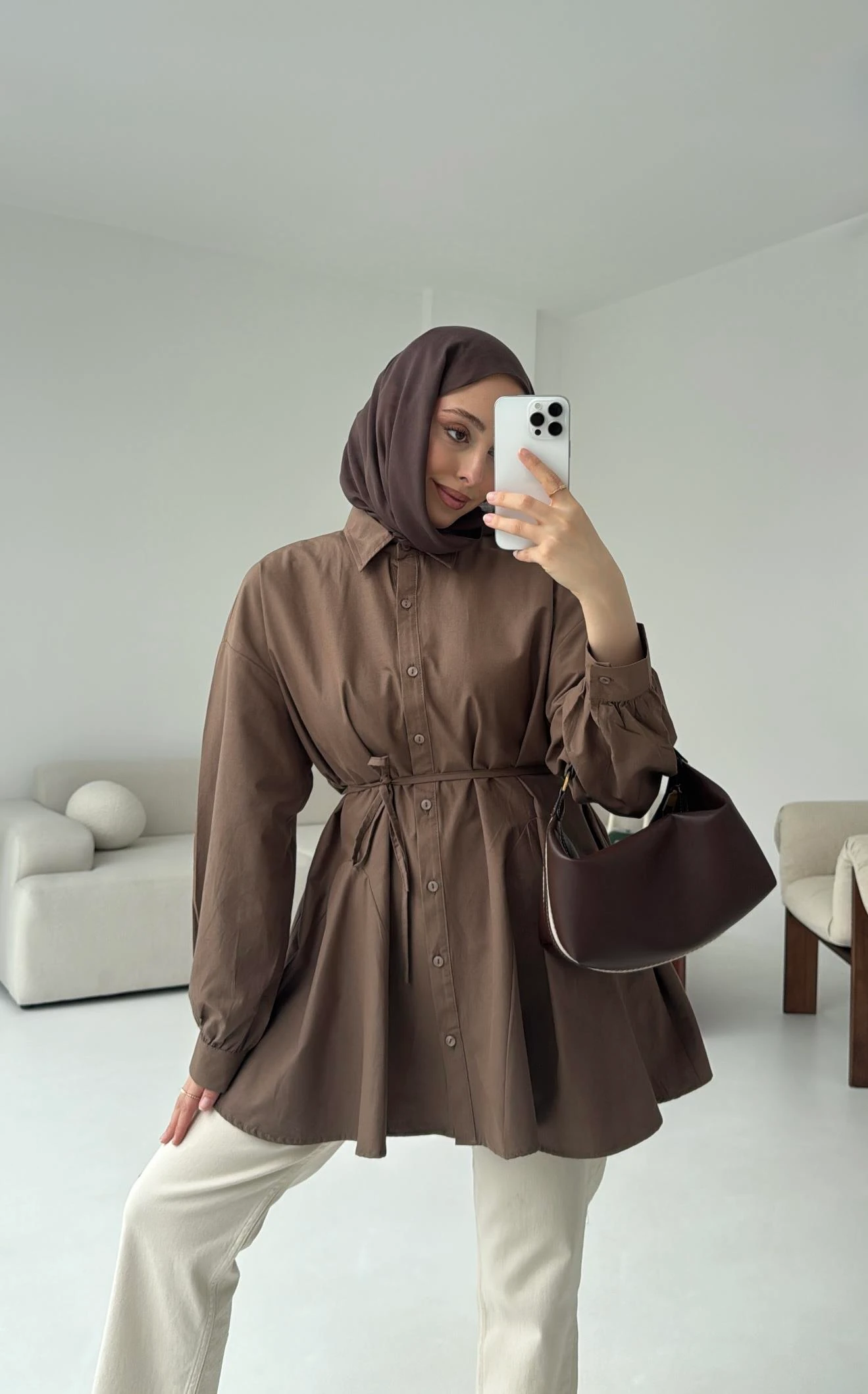 Volanlı Kahve Gömlek