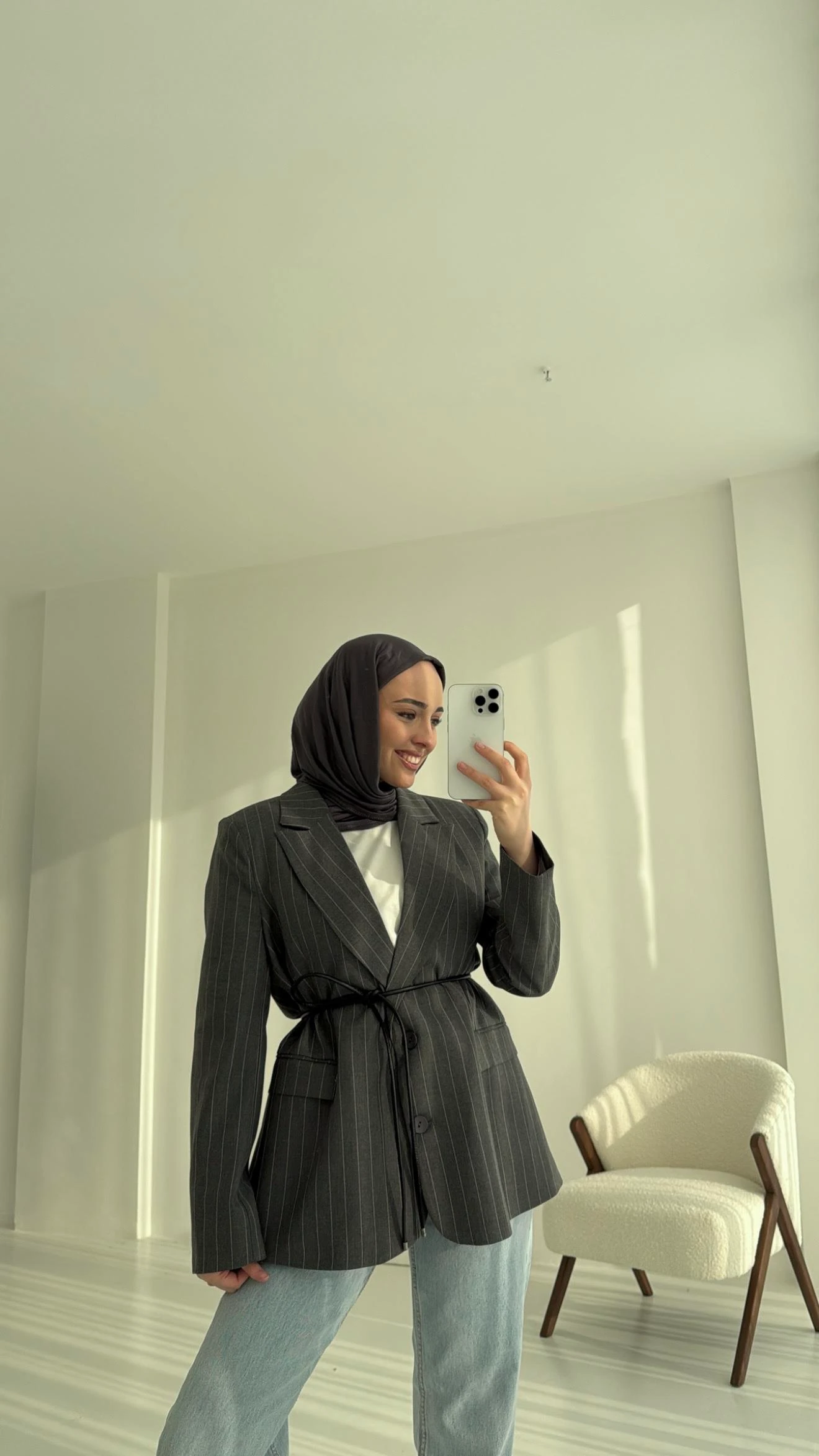 Kemer Detaylı Blazer Ceket Antrasit