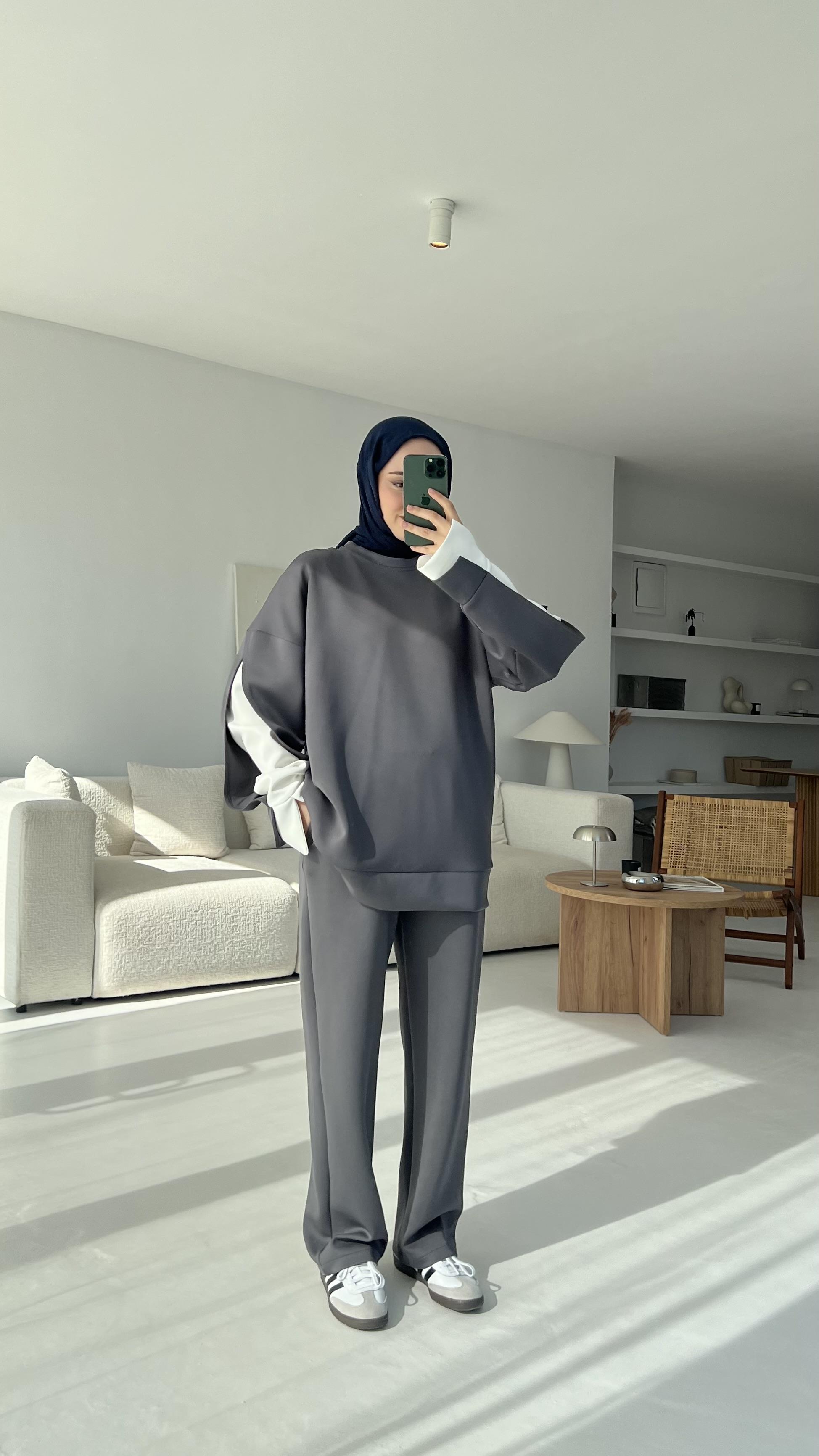 Scuba Kol Detaylı Takım Antrasit