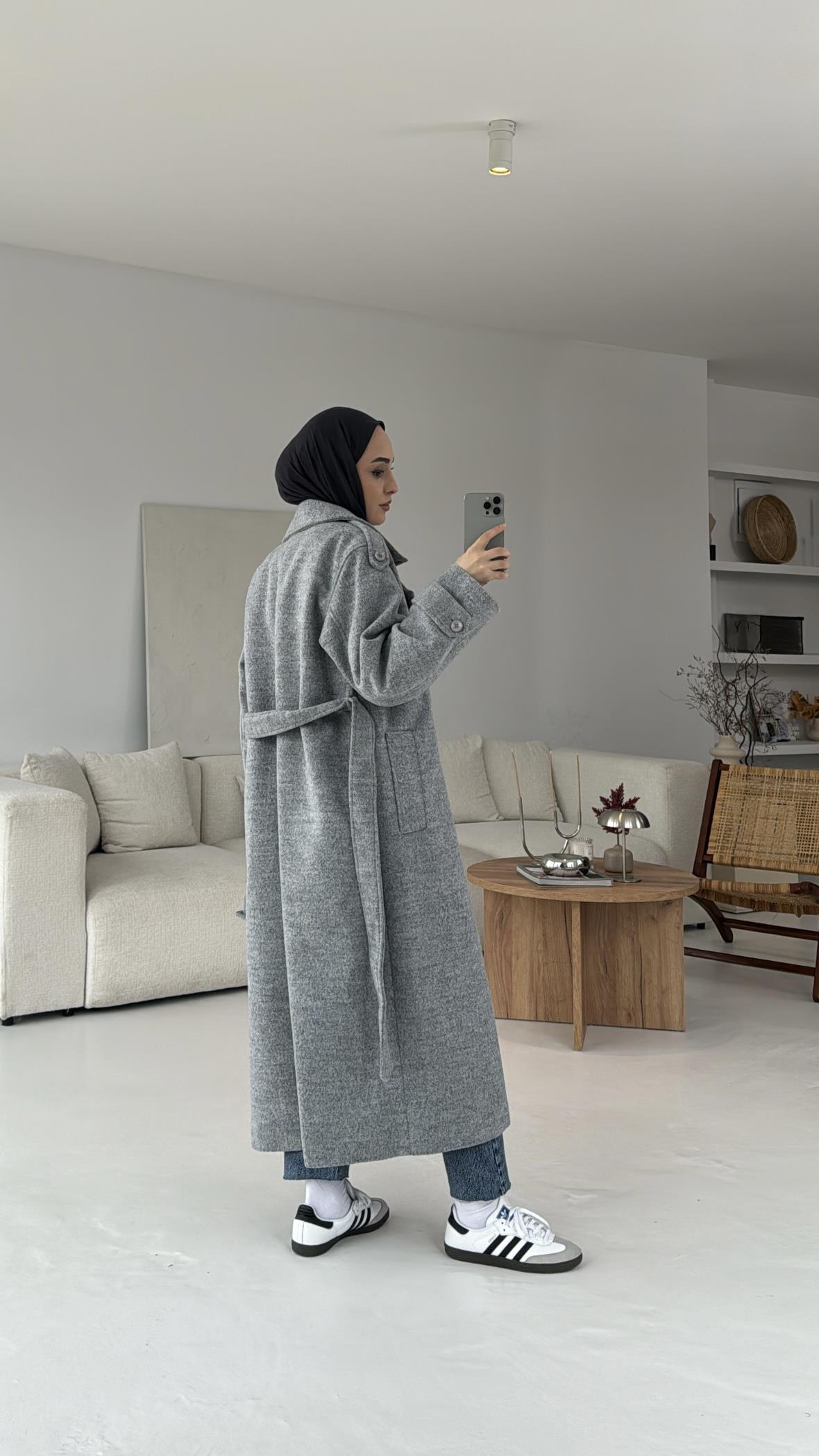 Gri Kemerli Premium Kaban
