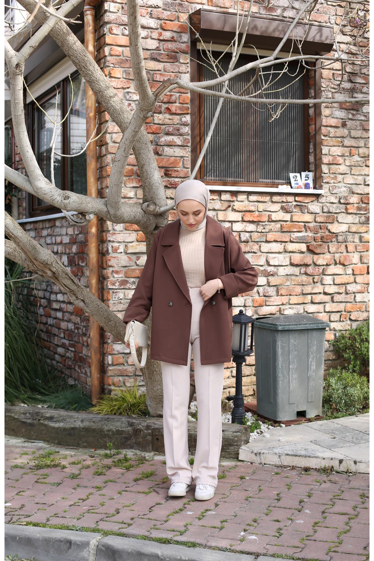 Oversize Ceket Kahve Yazlık