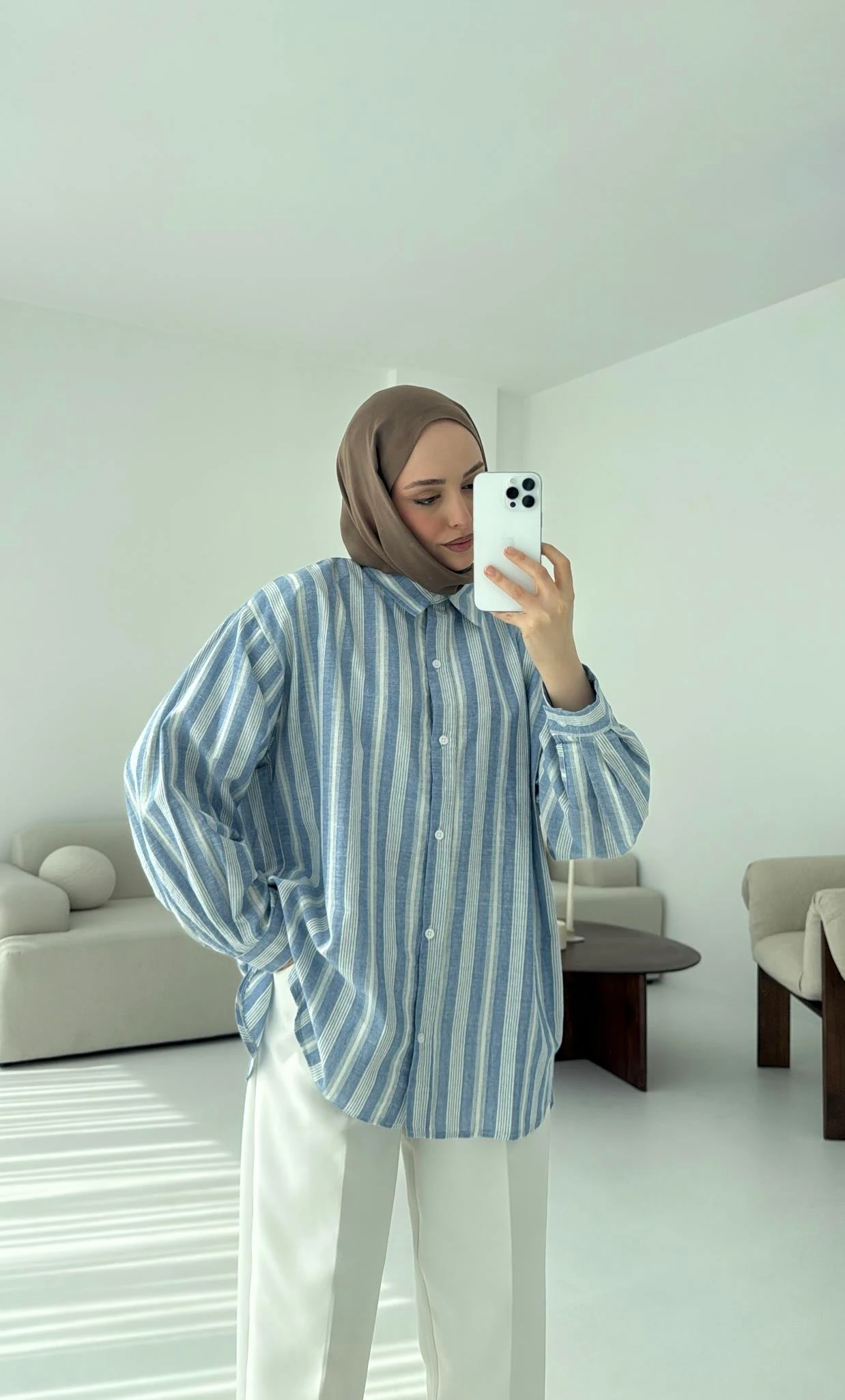 Kalın Çizgili Mavi-Beyaz Gömlek