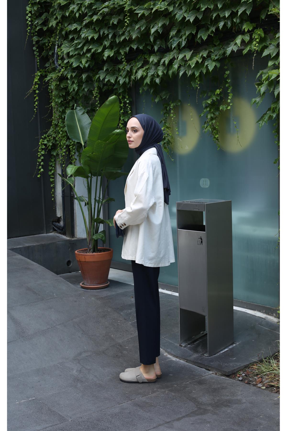 Kruvaze Yazlık Ceket Bej