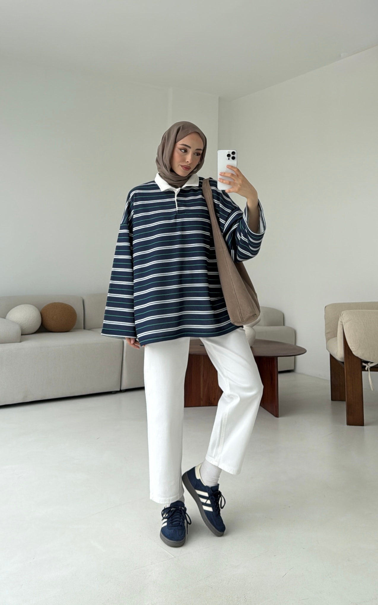 Fleece Polo Yaka Sweatshirt Yeşil