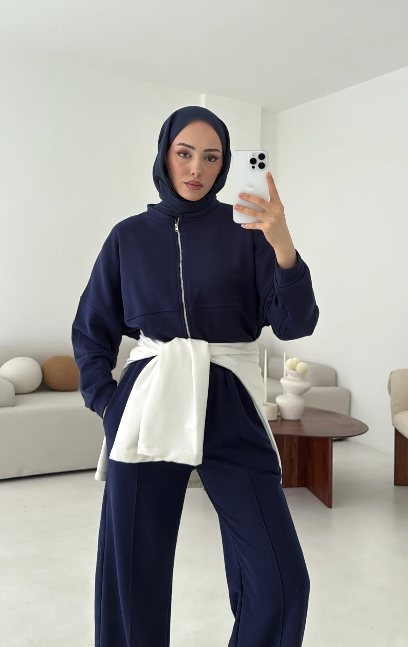 Fermuarlı 3 İplik Takım Lacivert