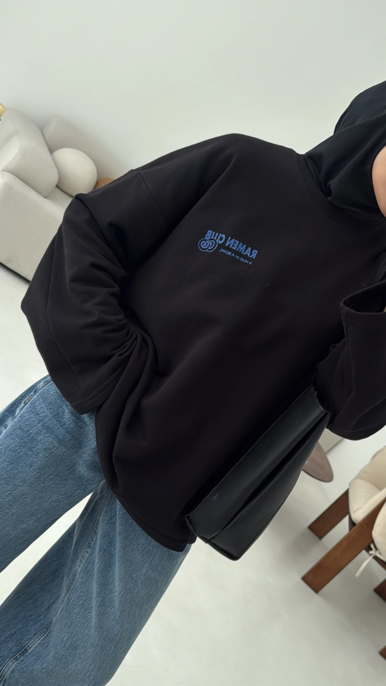 Ramen Baskılı Sweat Siyah