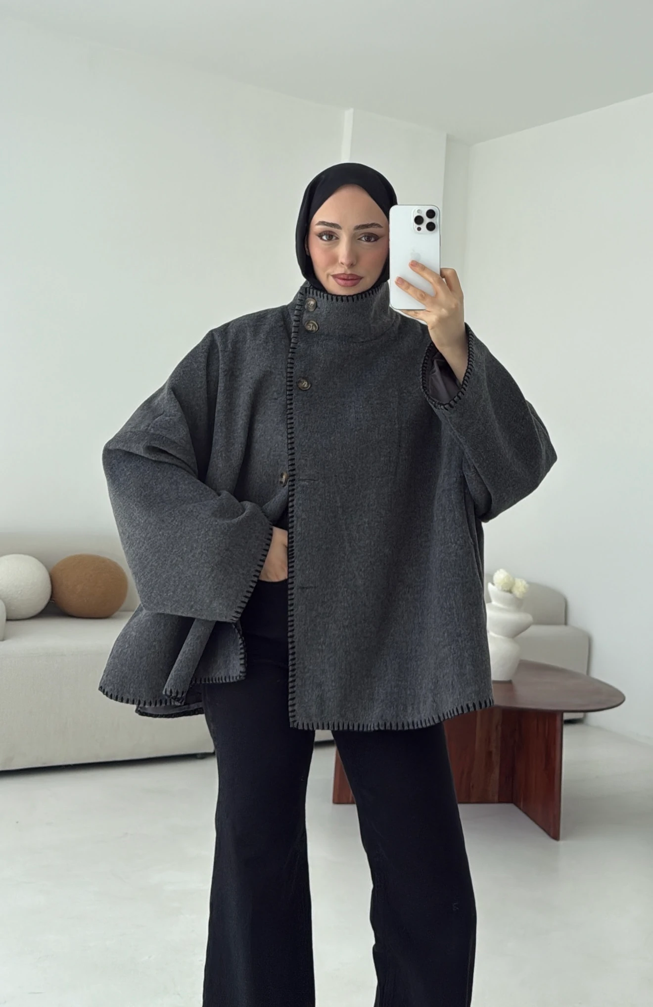 Nakış Detay Premium Kaban Antrasit