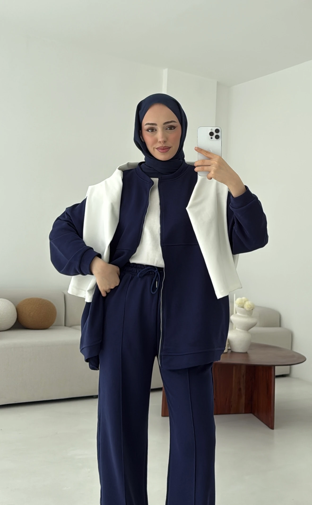 Fermuarlı 3 İplik Takım Lacivert