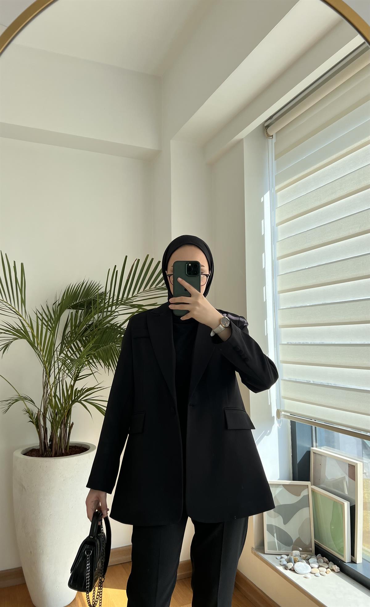 Tek Düğme Siyah Blazer