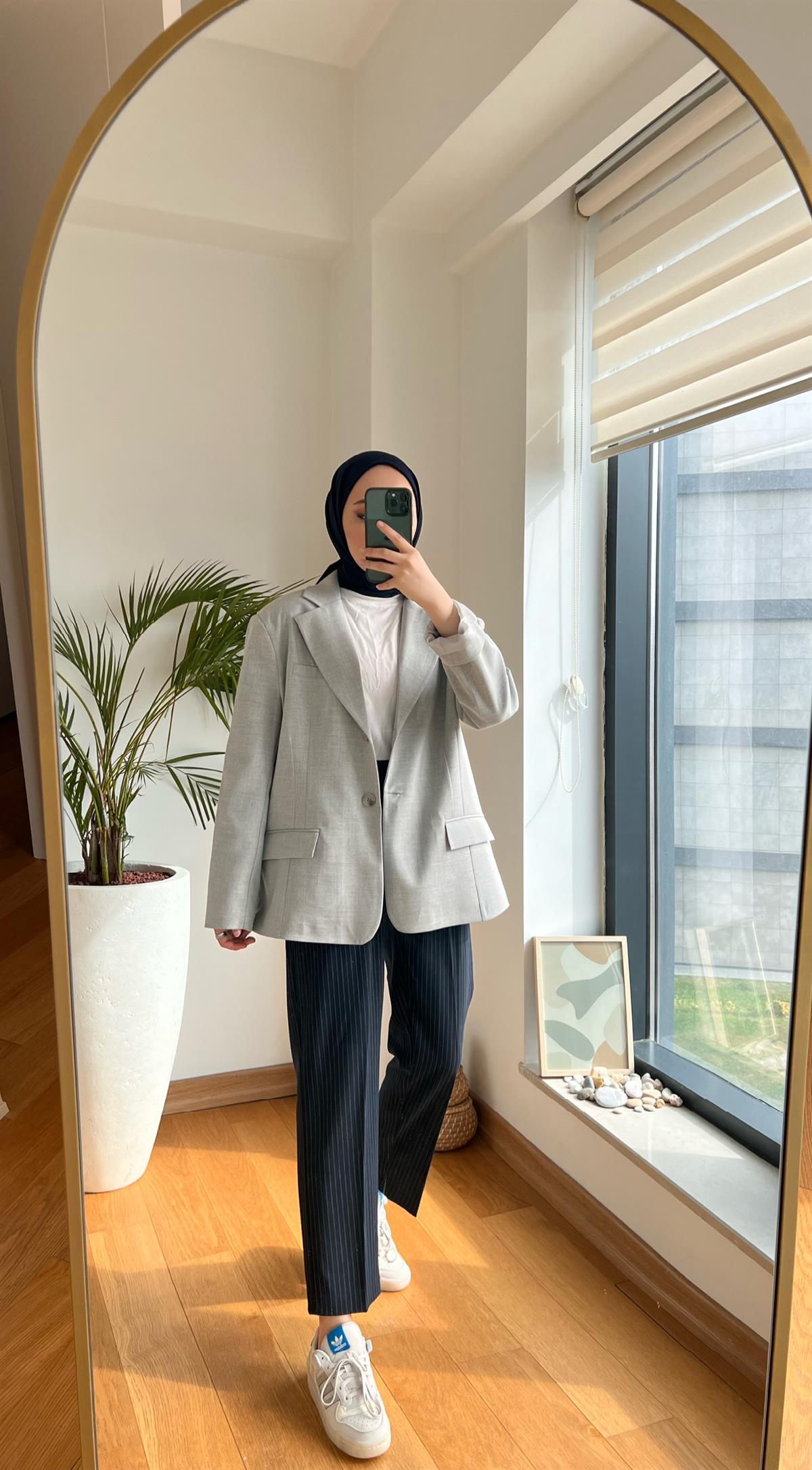 Oversize Kesim Blazer Ceket Gri