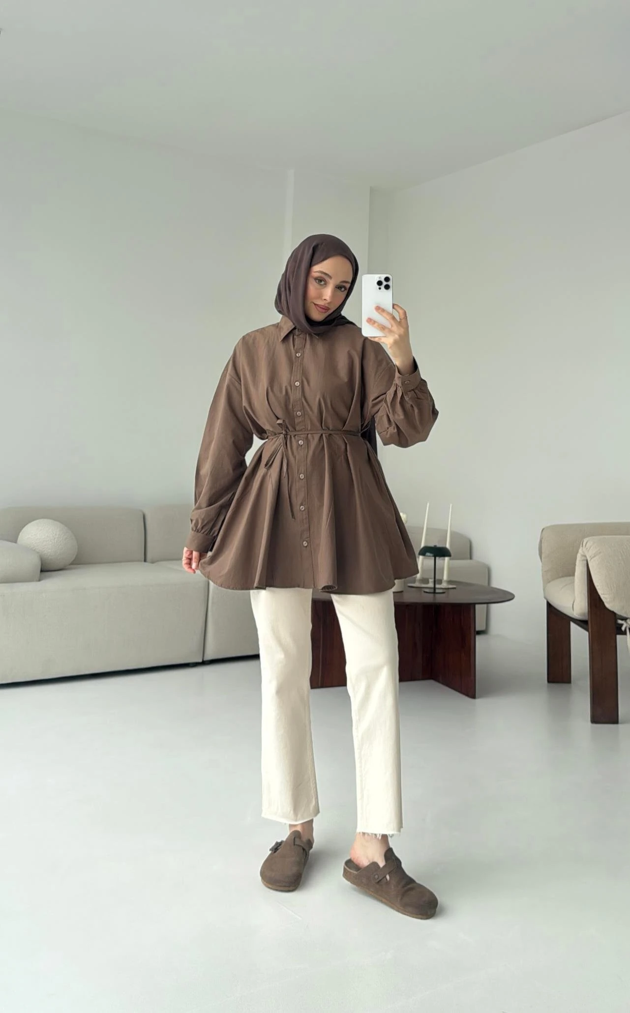 Volanlı Kahve Gömlek