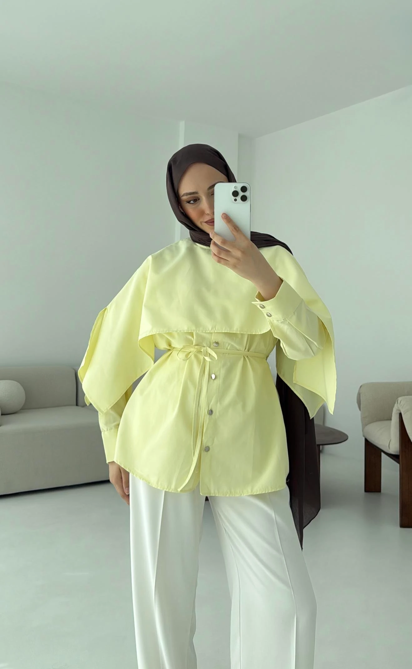 Seyyar Pelerinli Gömlek Sarı