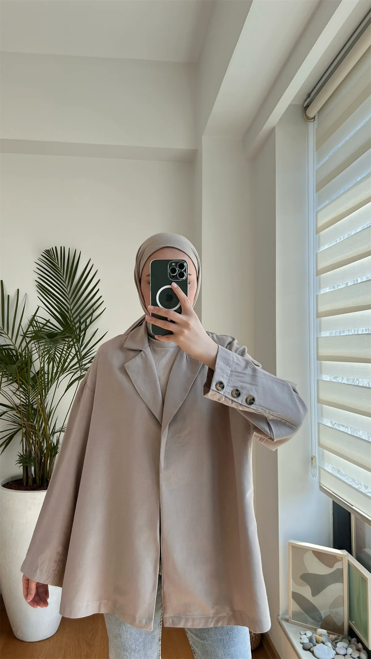 Kruvaze Yazlık Ceket Vizon