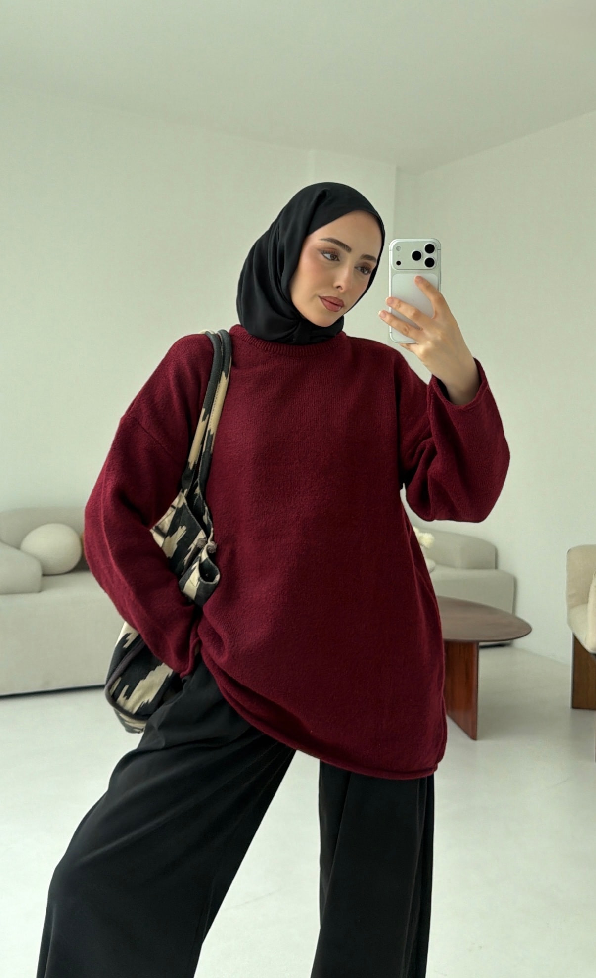 Dikişsiz Triko Kazak Bordo