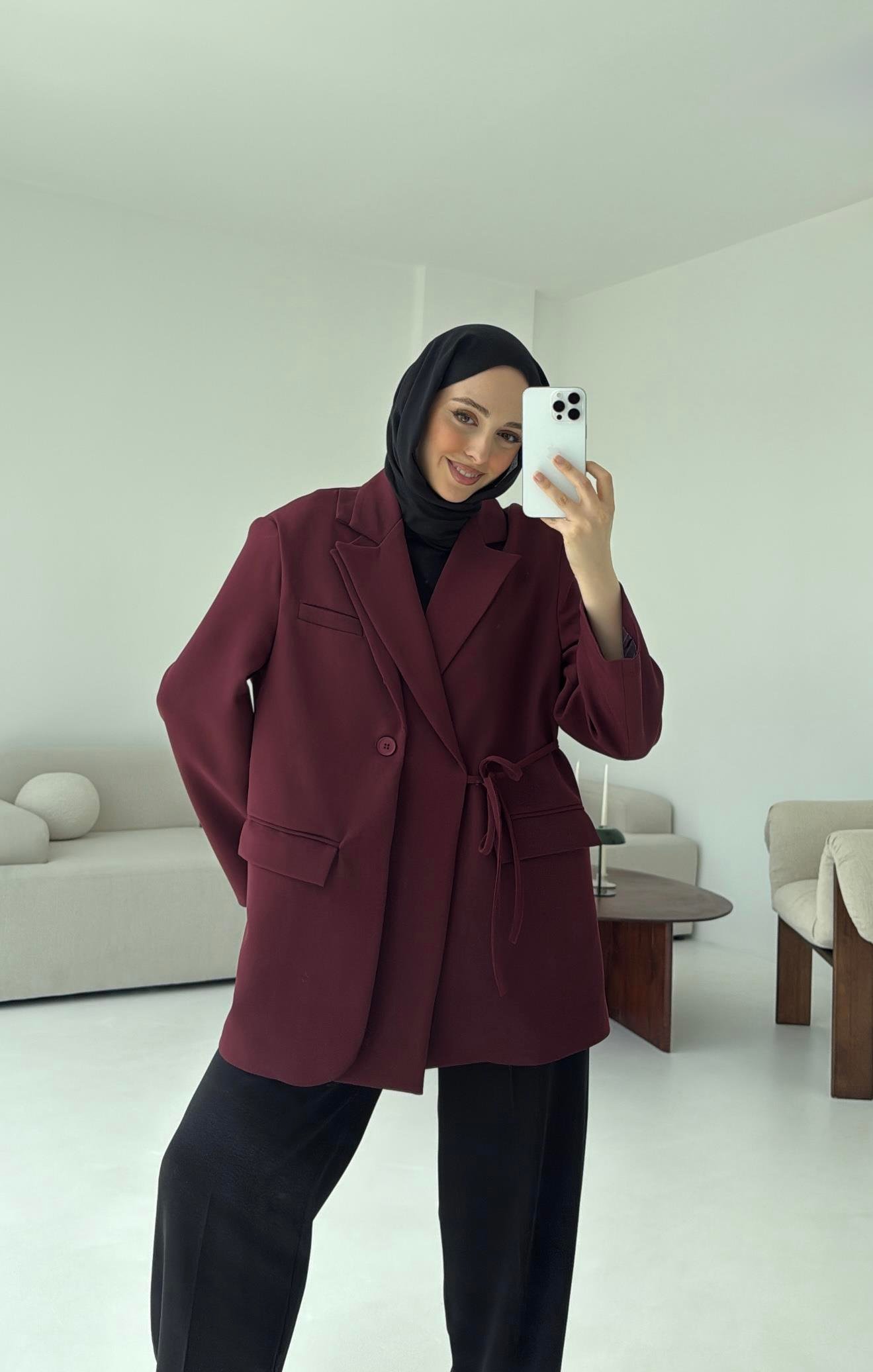 Tasarım Blazer Ceket Bordo