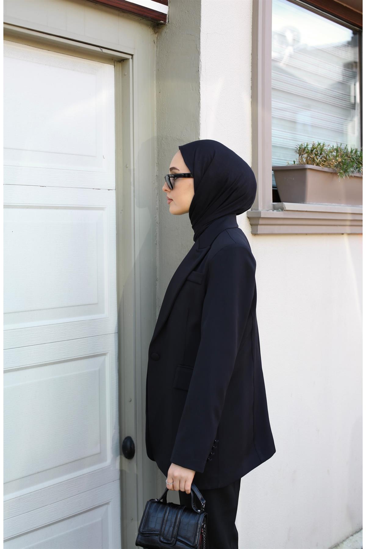 Tek Düğme Siyah Blazer