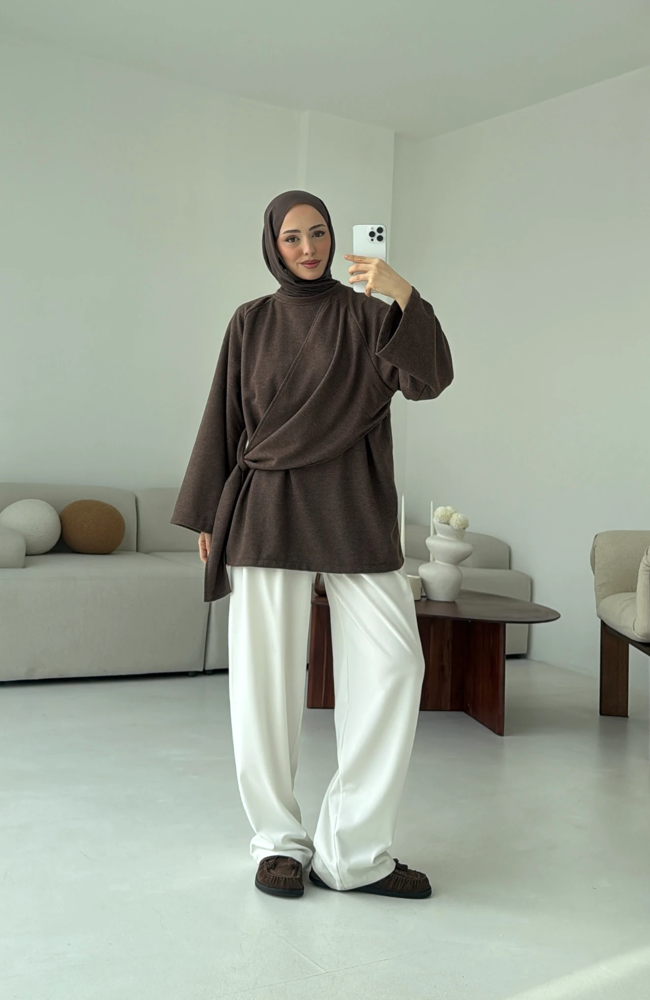 Yandan Şallı Tunik Kahve