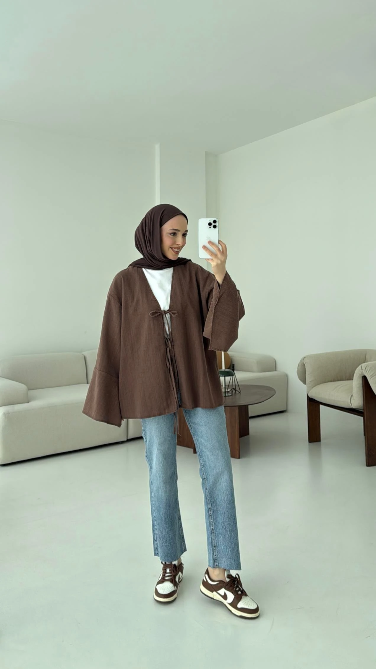 Kol Detay Kimono Kahve